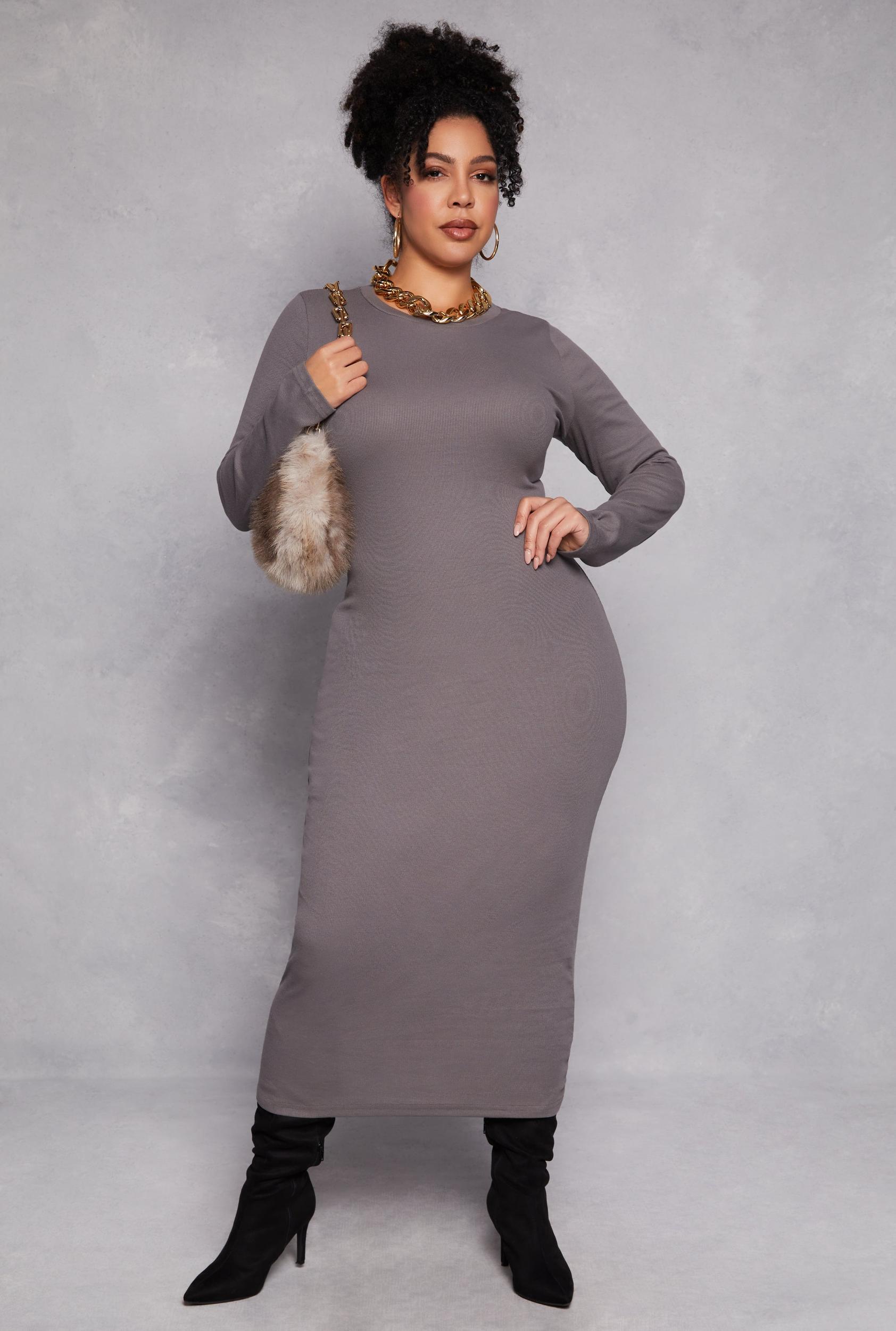 Womens Plus Size Daisy Long Sleeve Maxi Dress Product Image