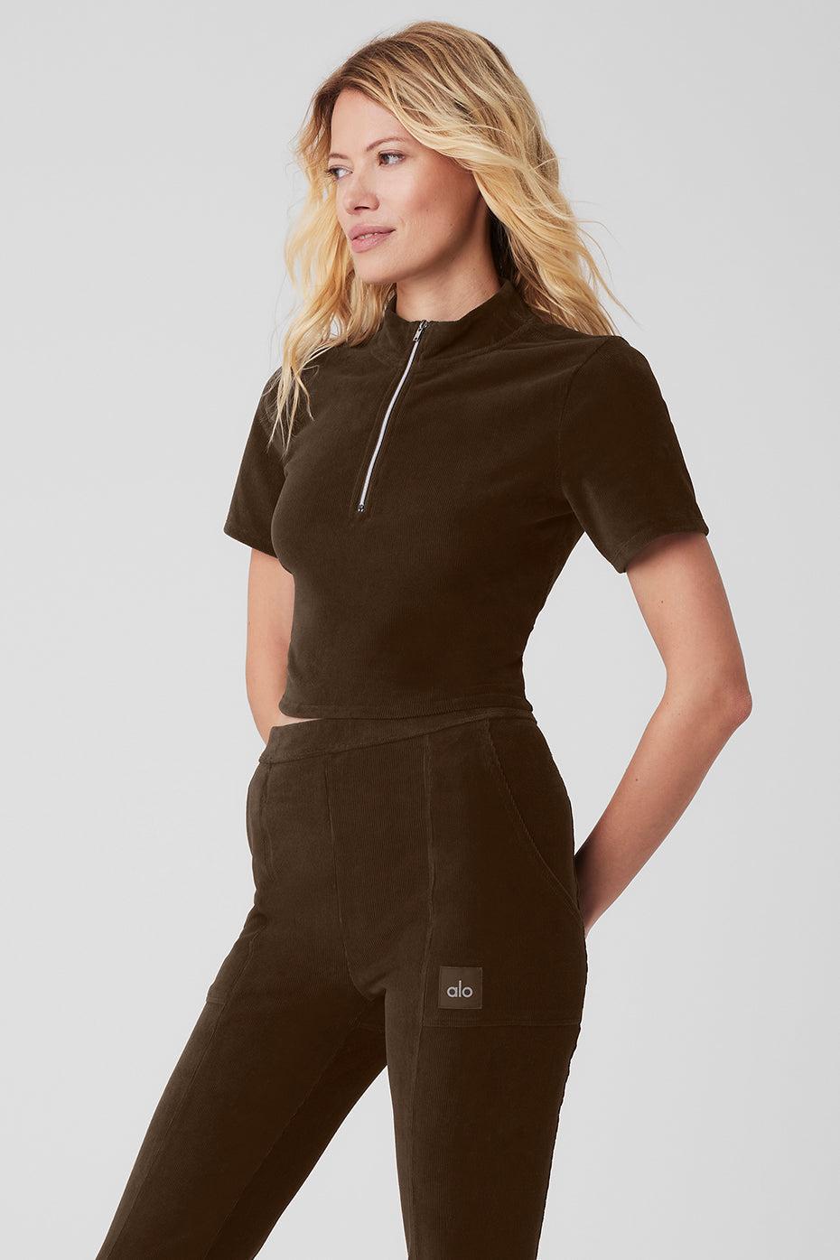 Micro Corduroy Winter Break Mock Neck - Espresso Product Image