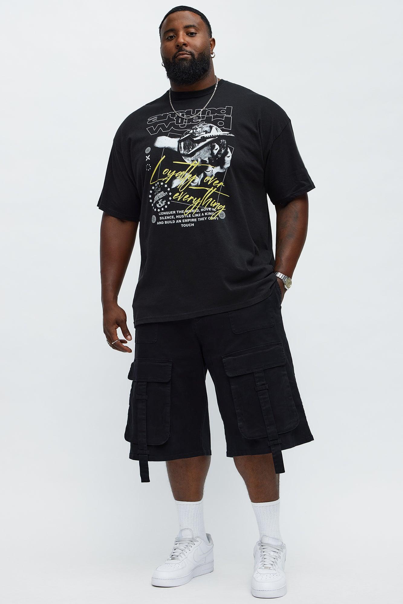 Baggy Oversized Pocket Cargo Shorts - Black Product Image