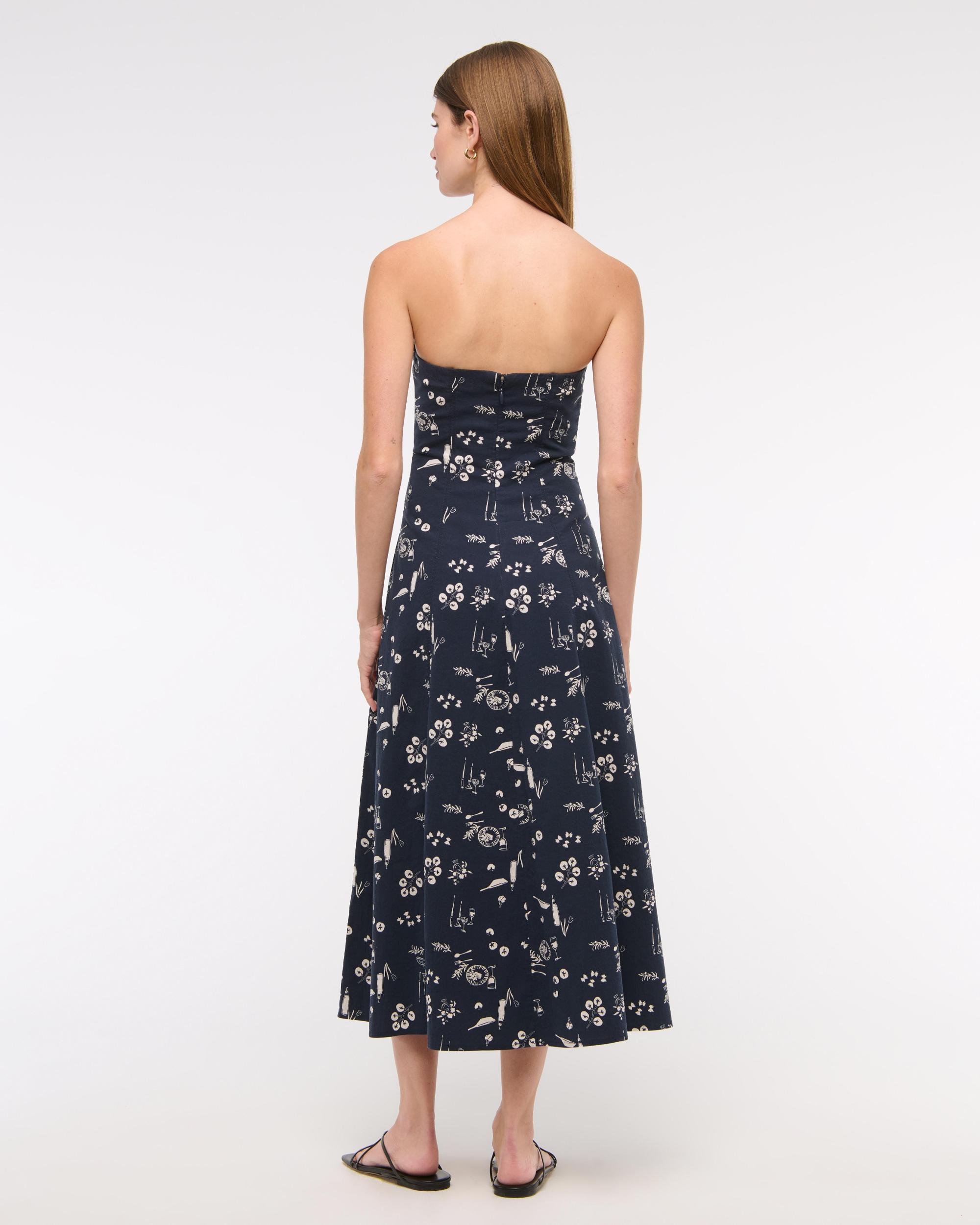The A&F Mila Strapless Midi Dress Product Image