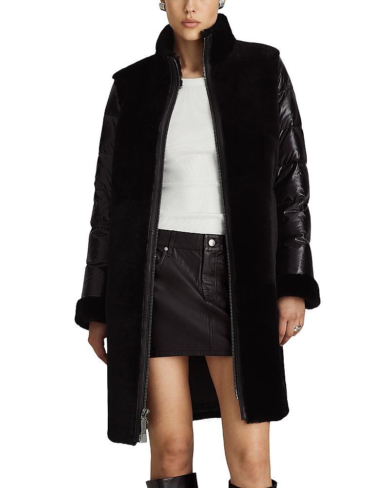 Dawn Levy Monique Shearling Mixed Media Quilted Sleeve Coat Product Image