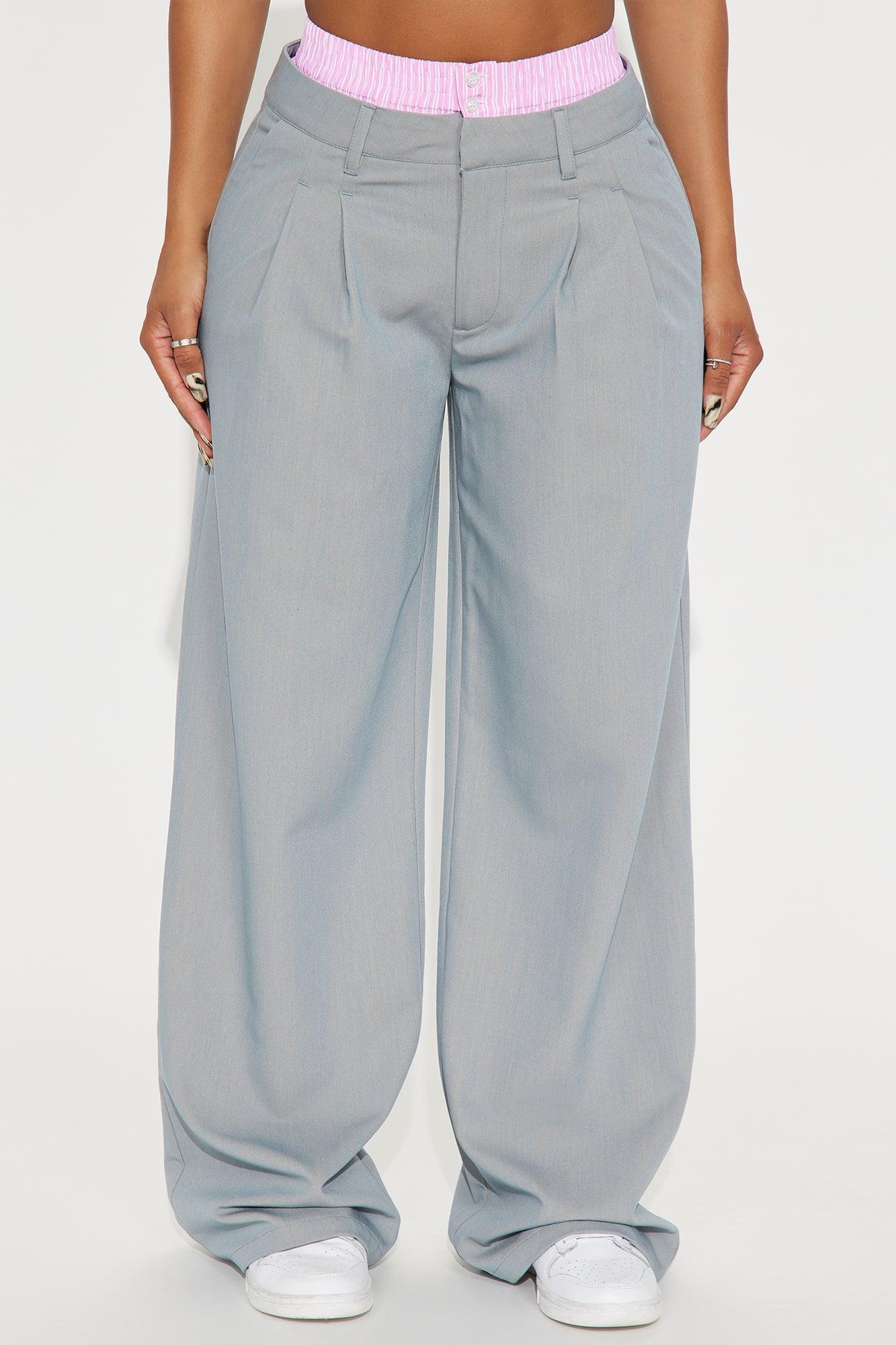 Are You Ready Double Waistband Wide Leg Trouser - Heather Grey Product Image