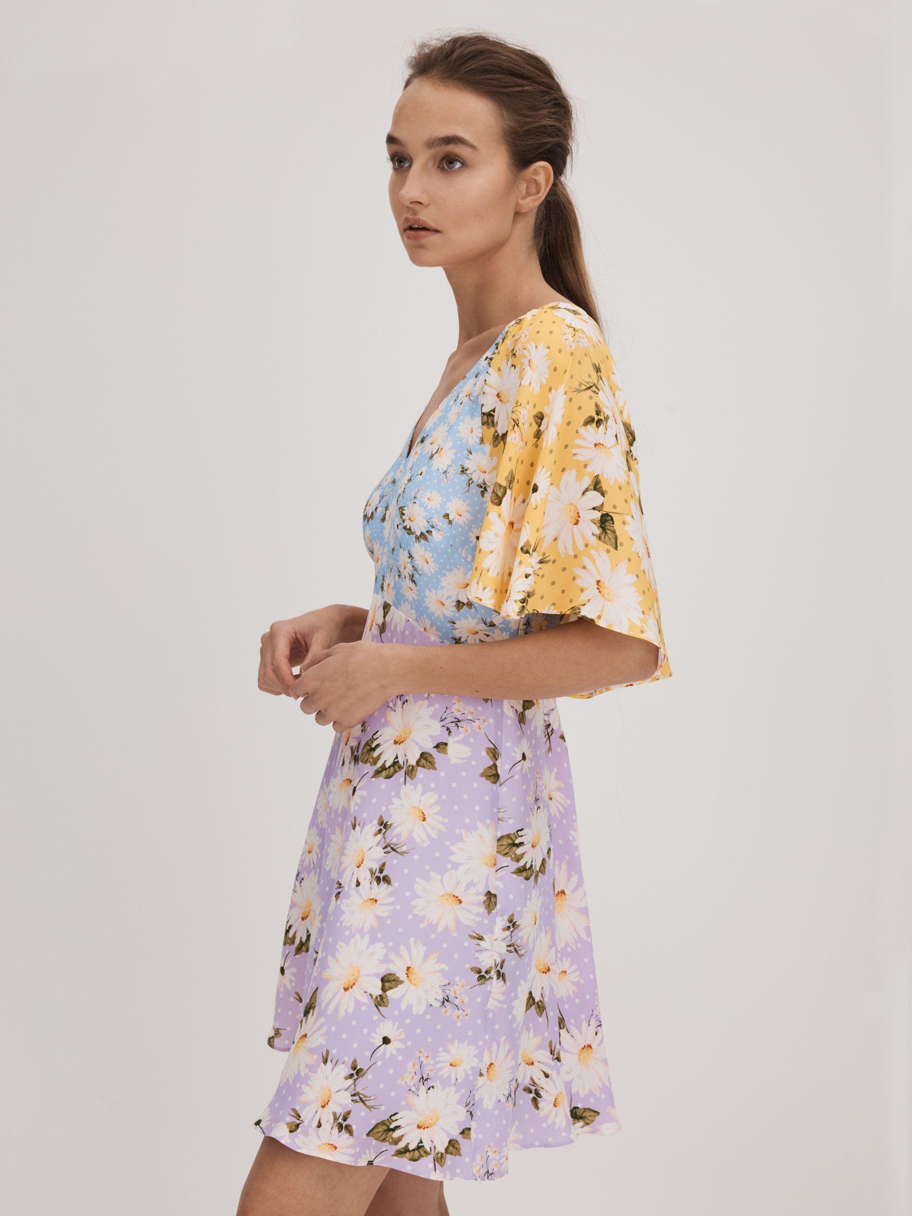Florere Printed Cape Sleeve Mini Dress in Multi Product Image