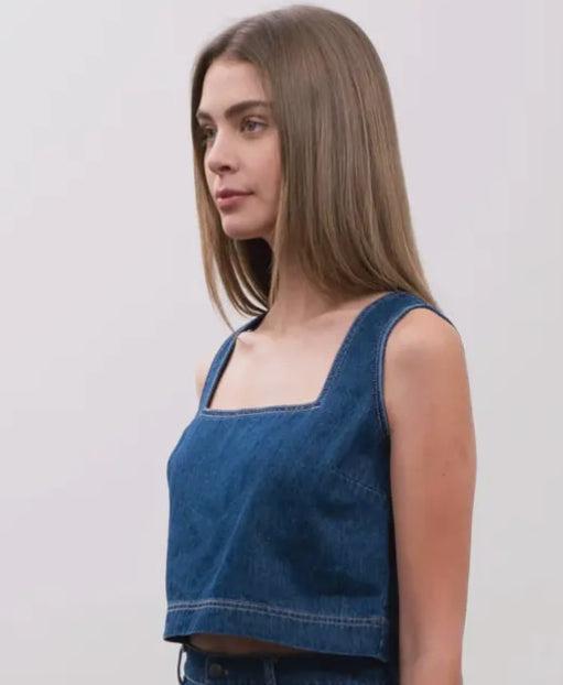 Moon River Denim Square Neck Tank Product Image