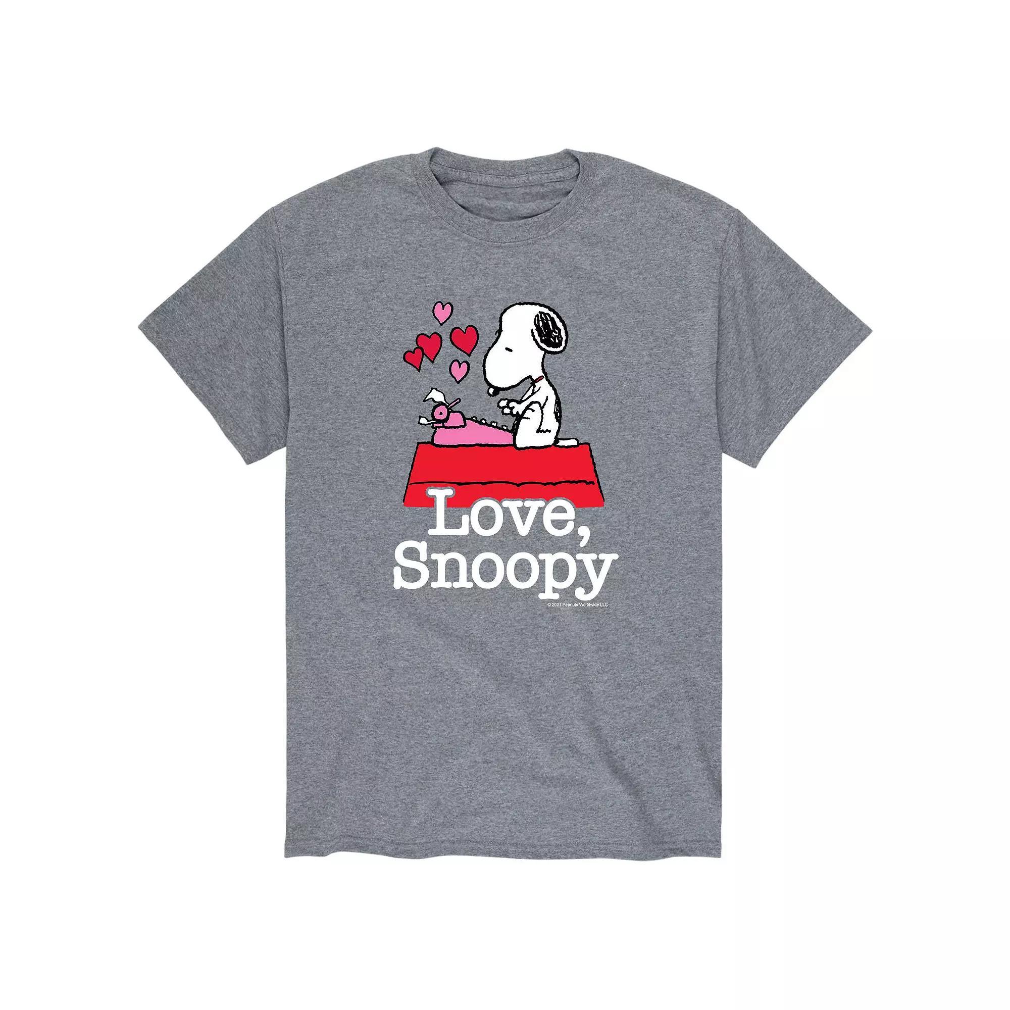 Men's Peanuts Love Snoopy Tee, Size: XL, Gray Product Image