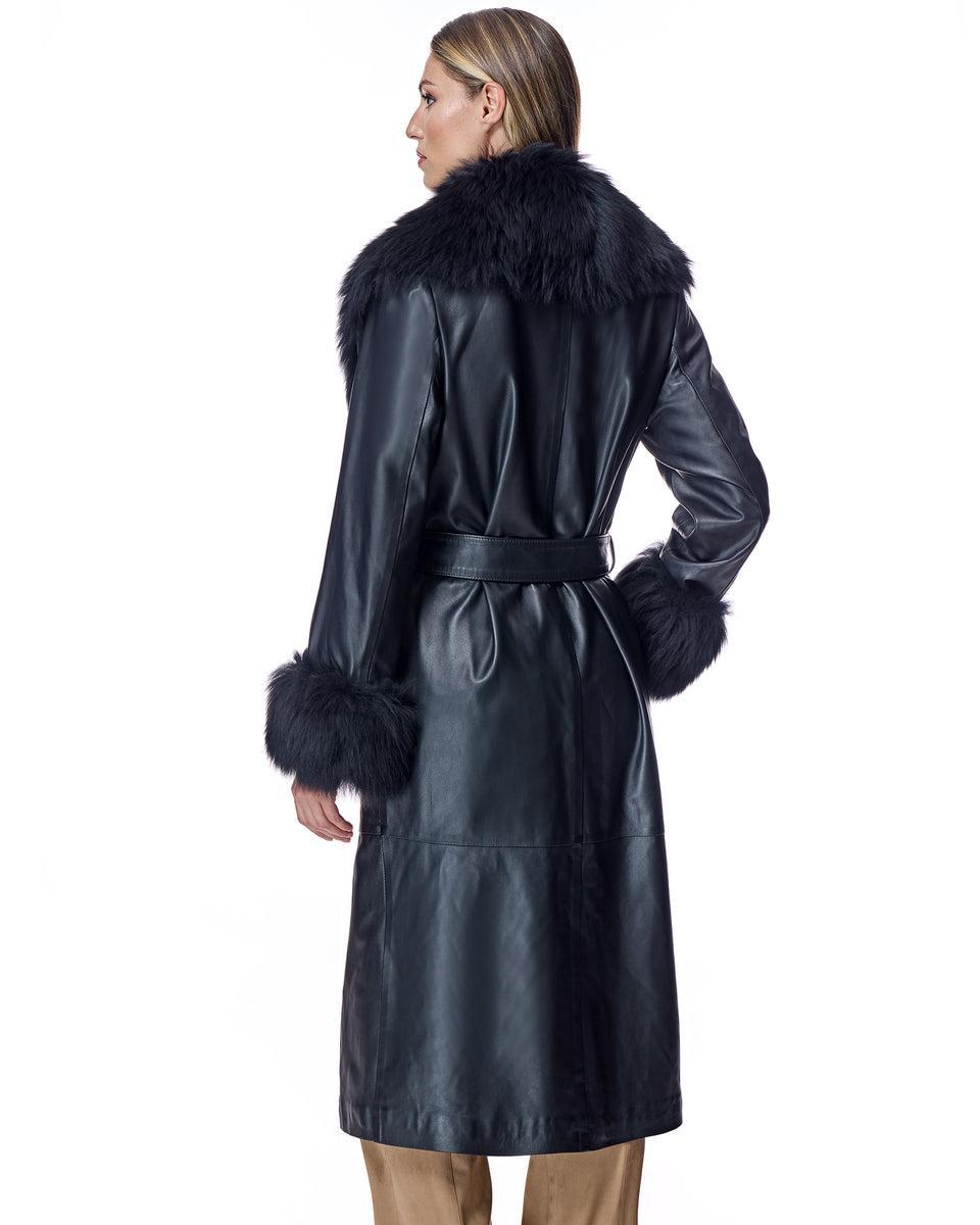 Belted Leather Trench with Toscana Lamb Trim Product Image