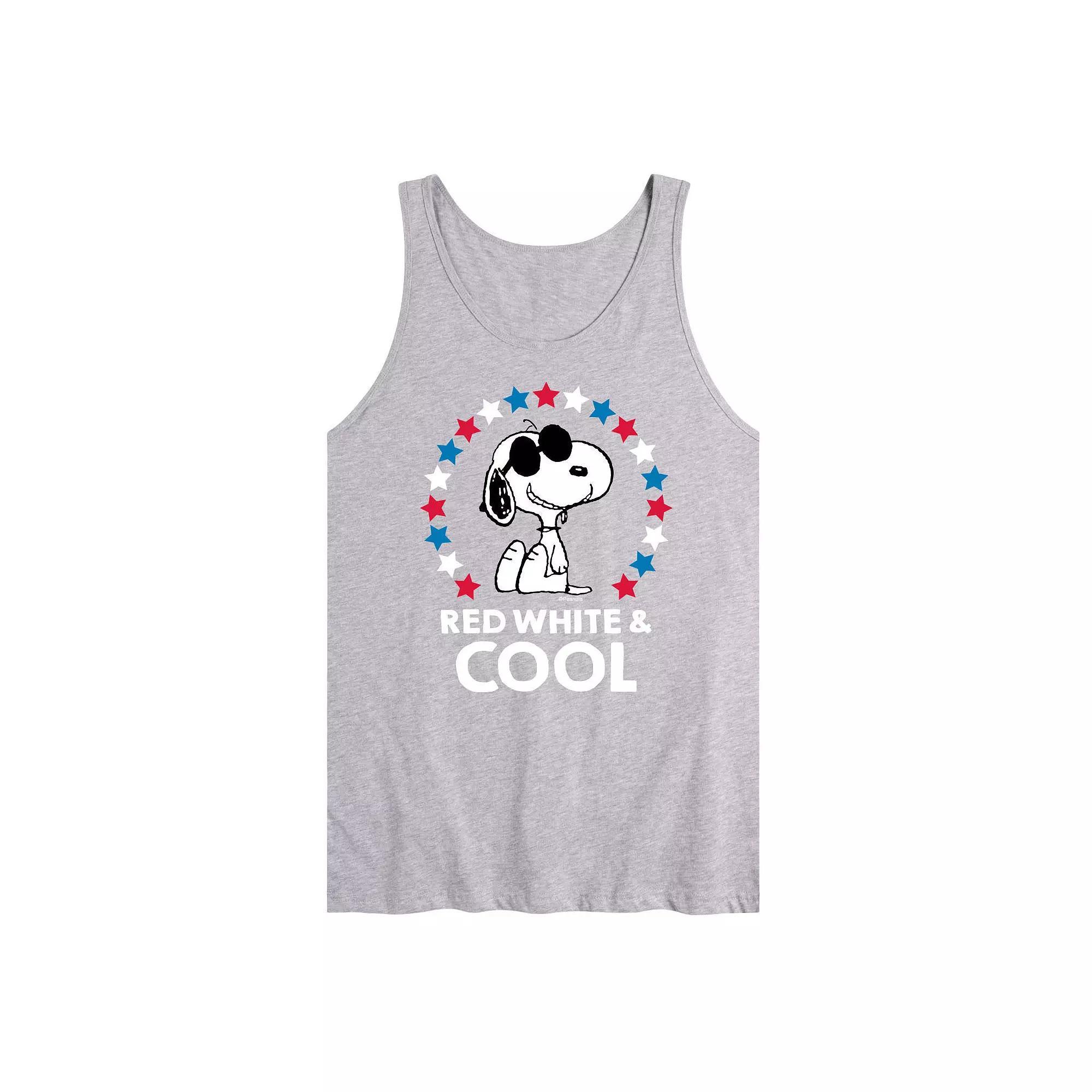 Mens Peanuts Snoopy Red White And Cool Americana Graphic Tank Top Product Image