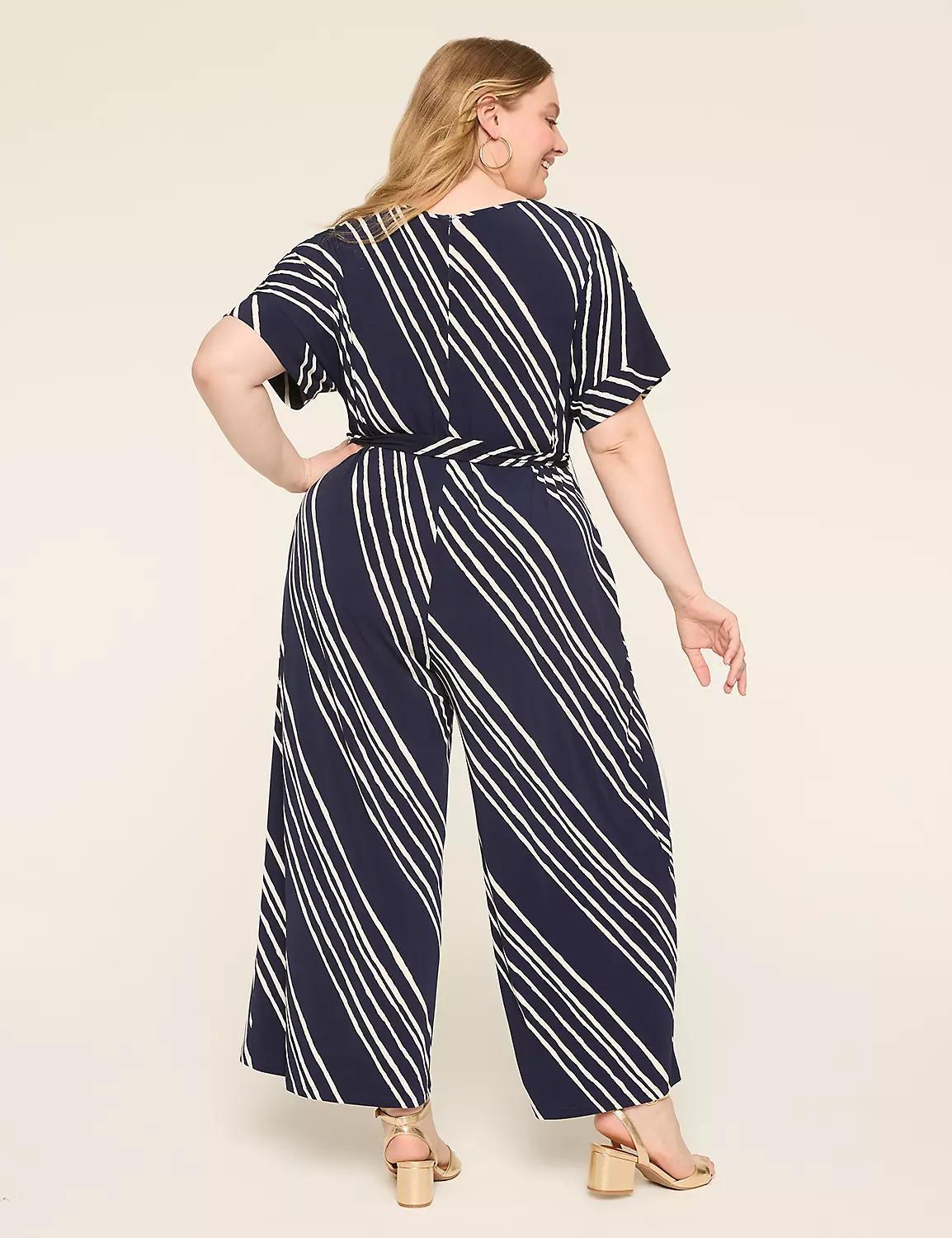 Notch-Neck Tie-Waist Jersey Jumpsuit Product Image