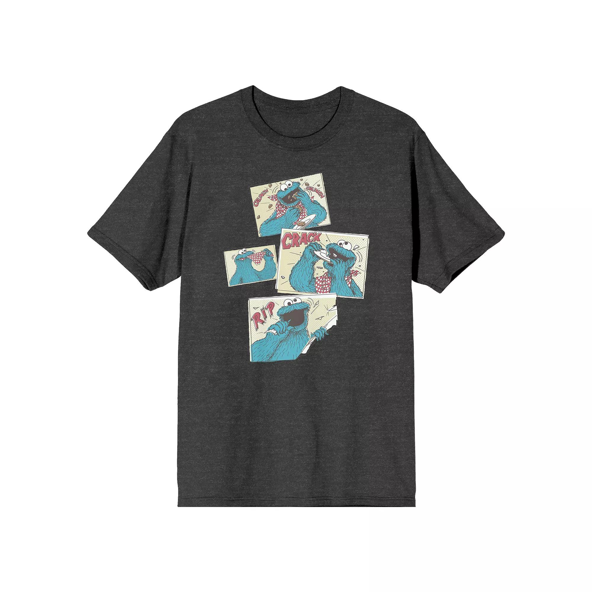 Men's Sesame Street Eat Tee, Size: Medium, Gray Product Image