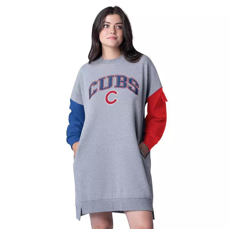 Women's G-III 4Her by Carl Banks Heather Gray Chicago Cubs Free Ball Long Sleeve Sneaker Dress, Size: XL, Grey Product Image