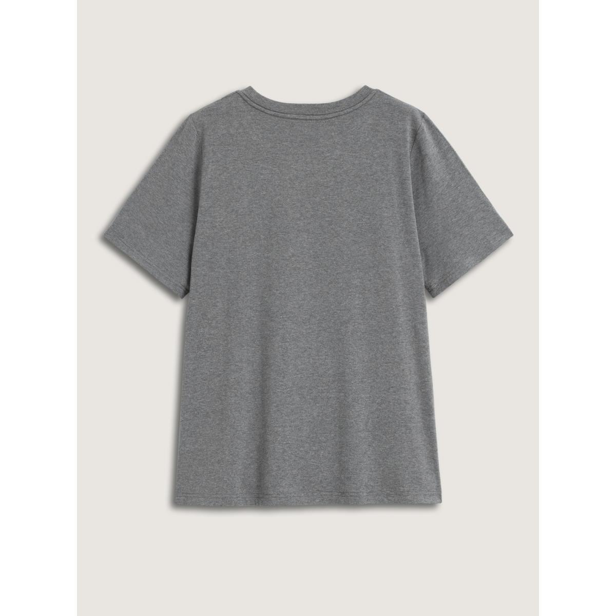 Plus Size Blue and Red Heart Crew Neck T-Shirt DarkGray Women Non Country Round Neck Everyday-Casual T-shirts BloomChic 28/5X Product Image