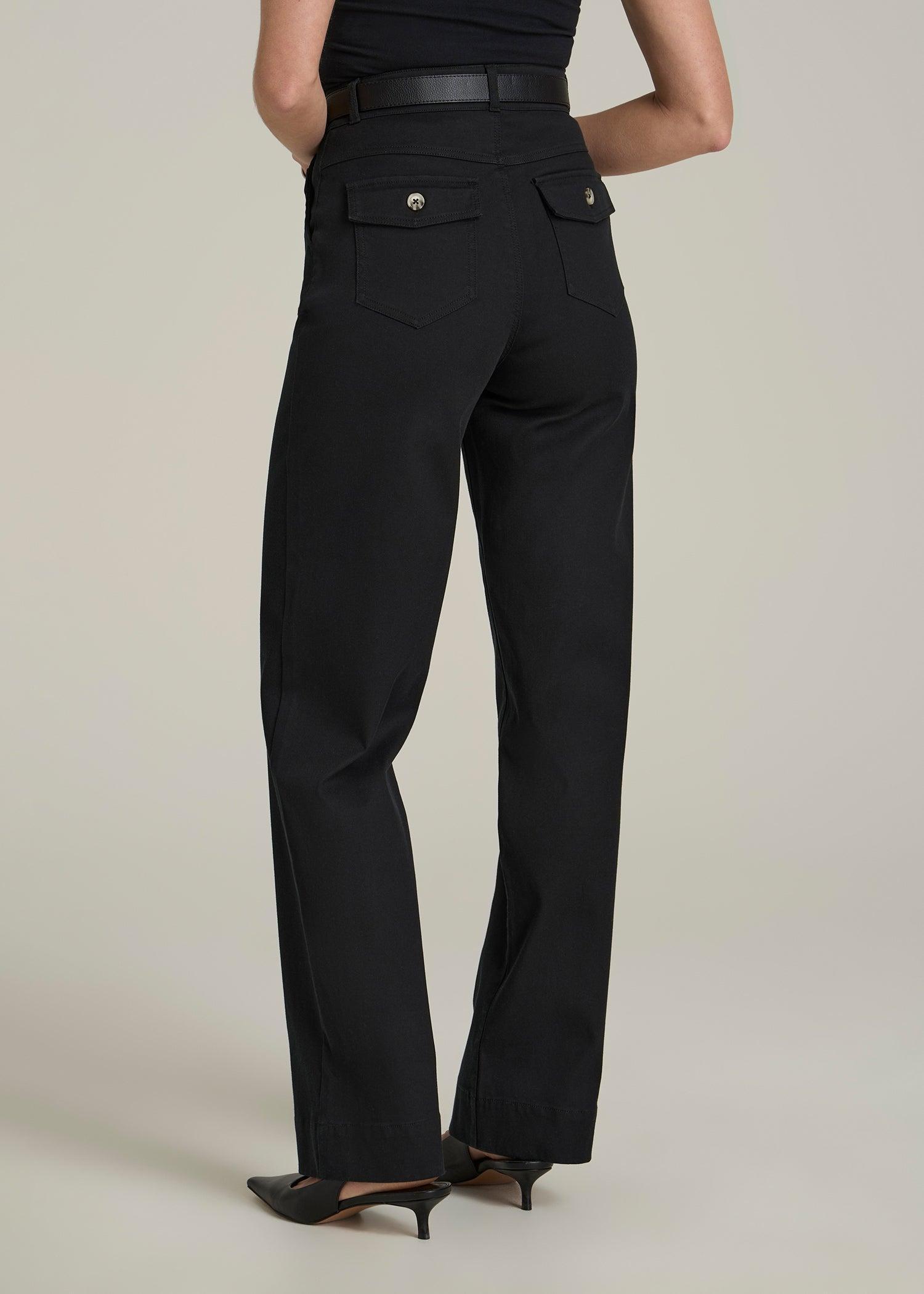 Stretch Twill Wide Leg Pant for Tall Women in Black Product Image