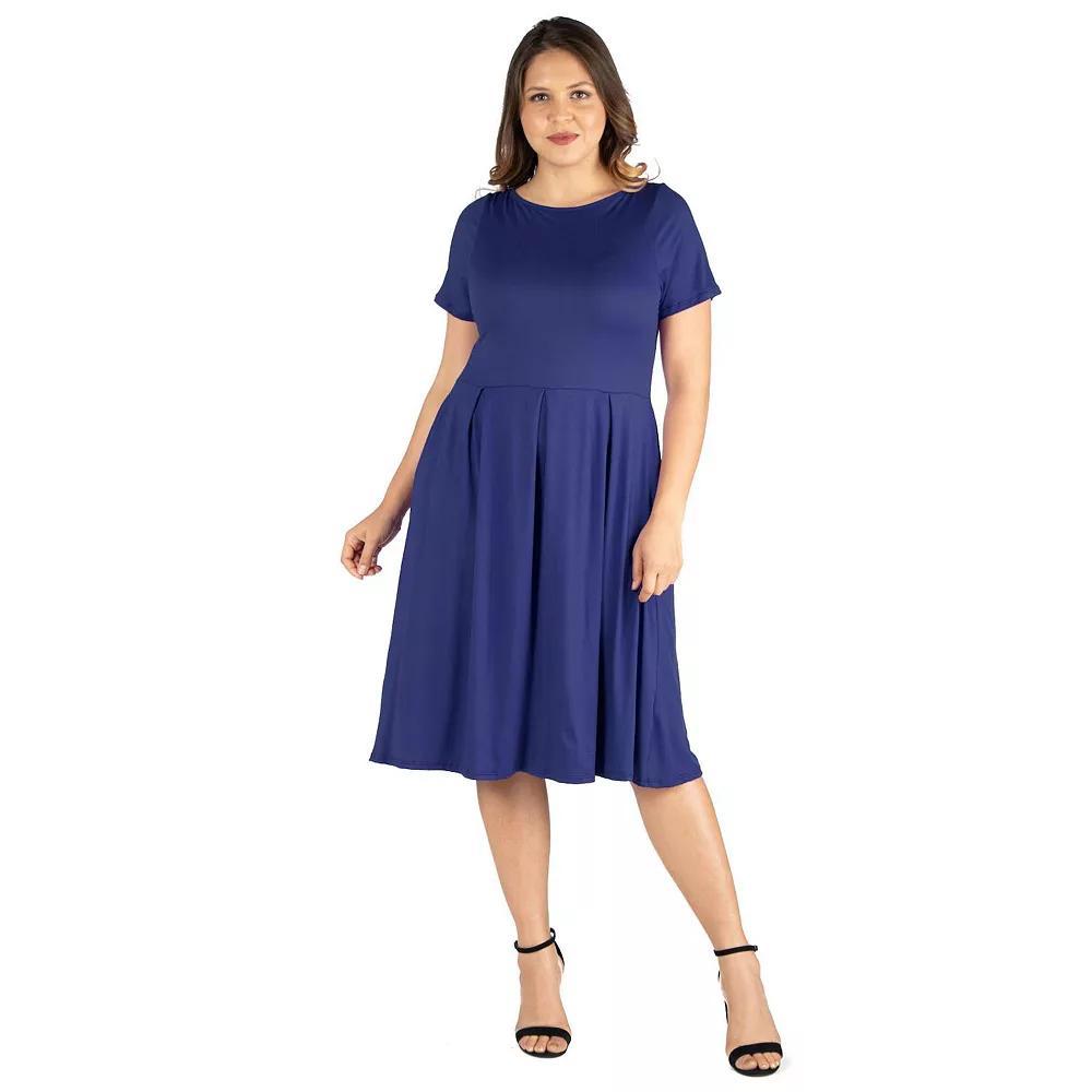 Plus Size 24Seven Comfort Apparel Ruffled Midi Skater Dress, Women's, Size: 1XL, Brown Product Image