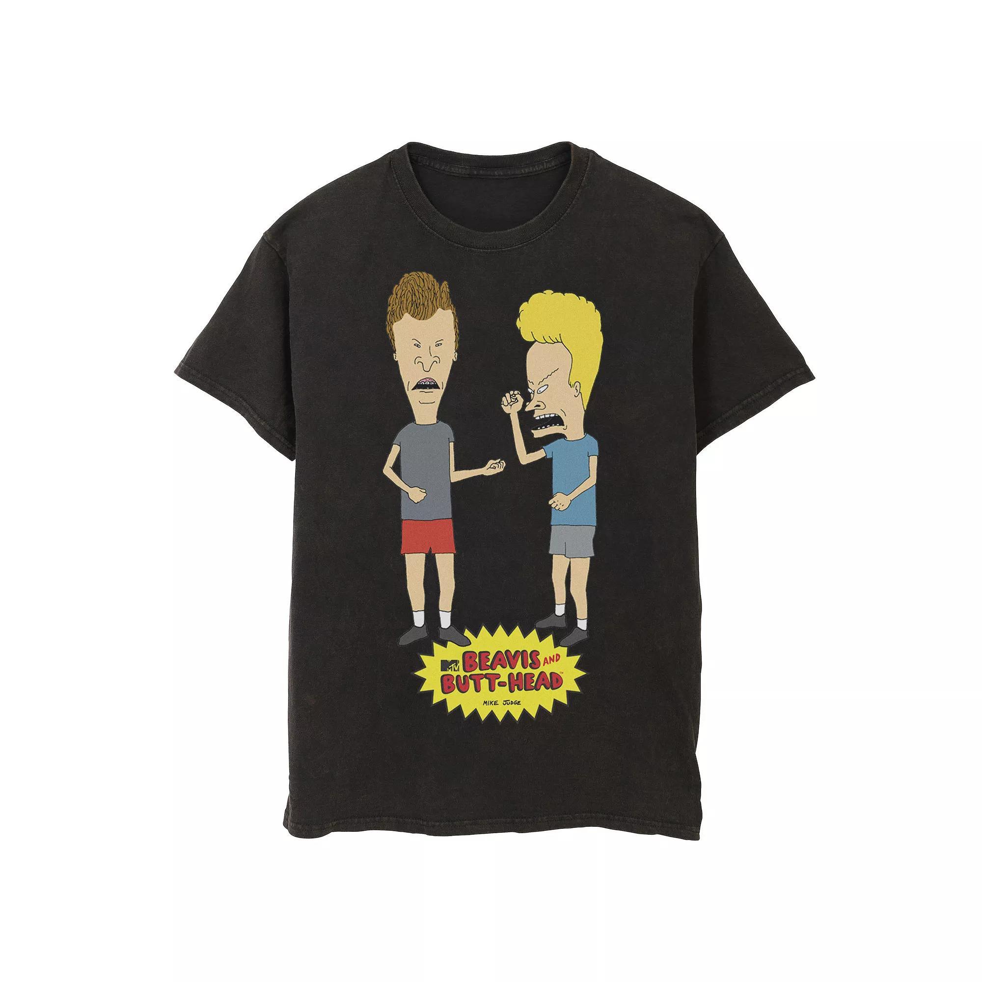 Men's Beavis And Butthead Breaking The Law Portrait Logo Tee, Size: Medium, Black Product Image