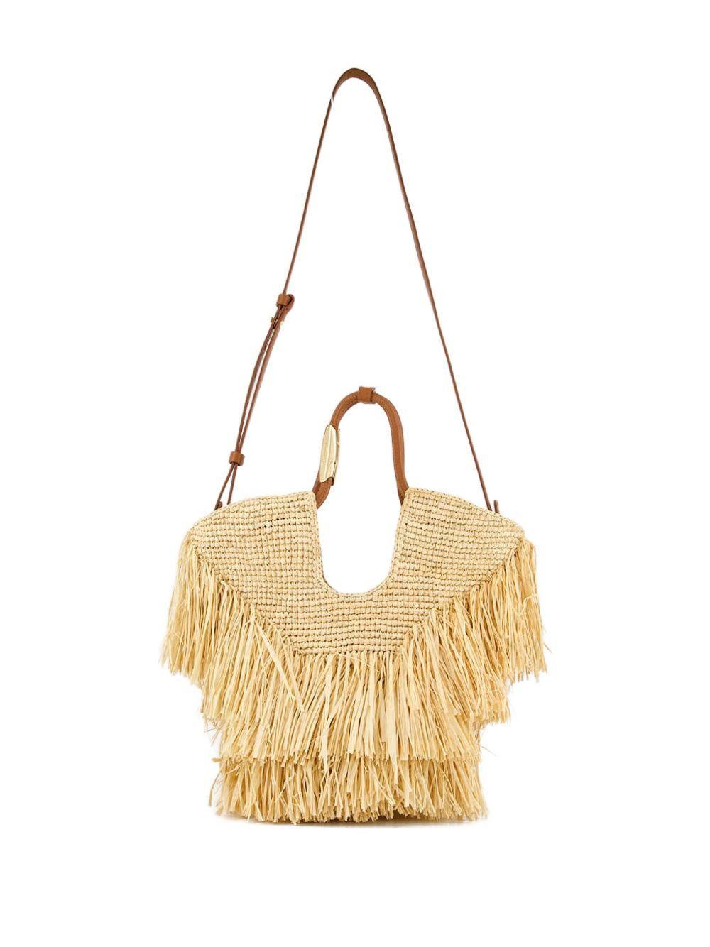 fringed straw handbag Product Image