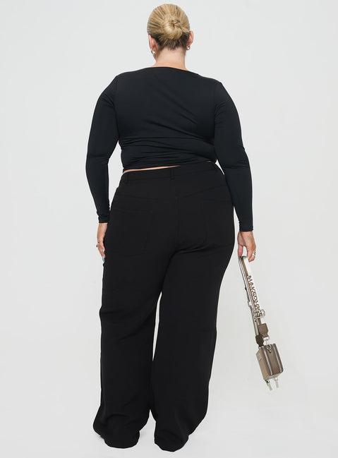 Back In Time Long Sleeve Top Black Curve Product Image