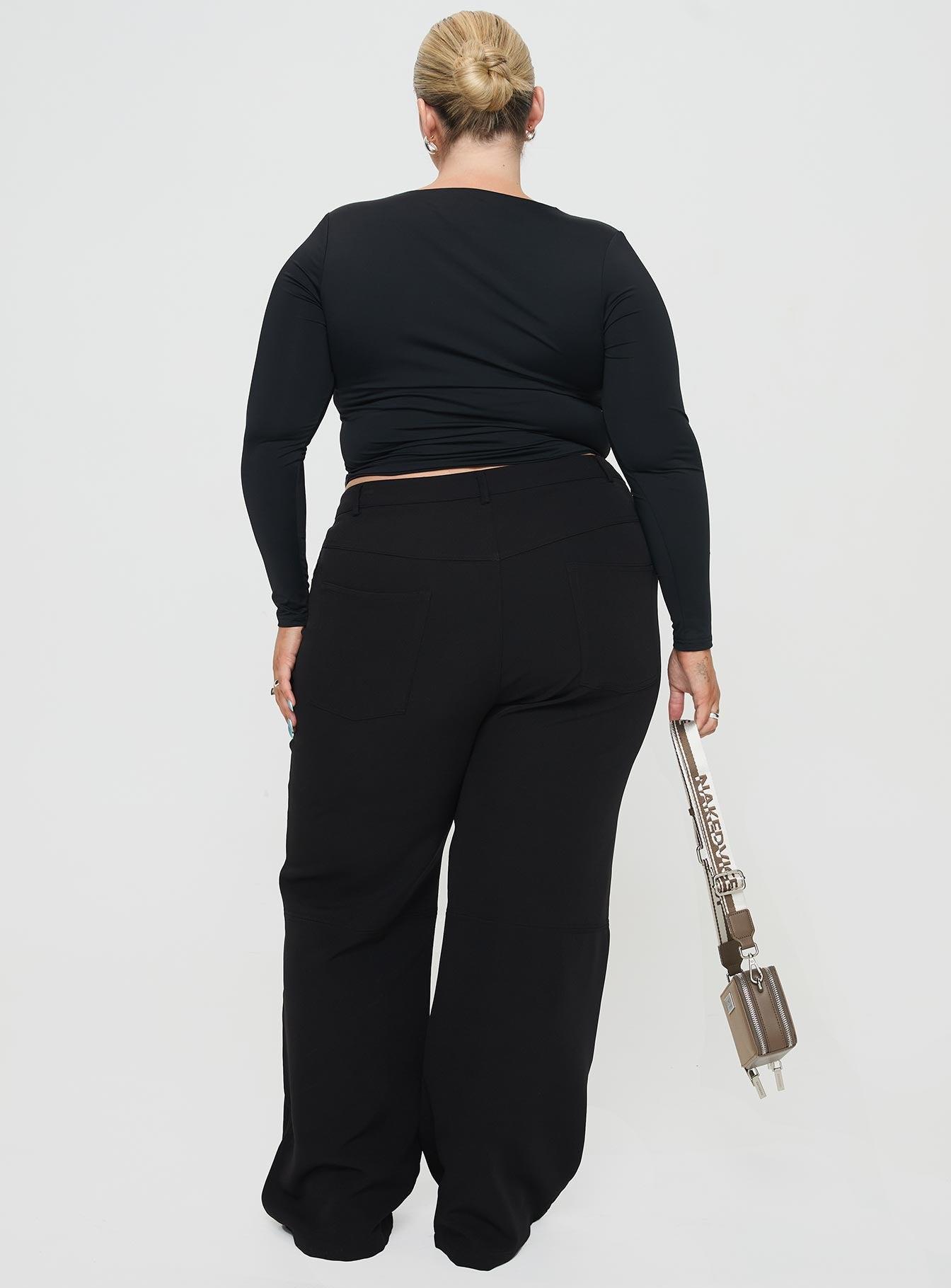 Back In Time Long Sleeve Top Black Curve Product Image