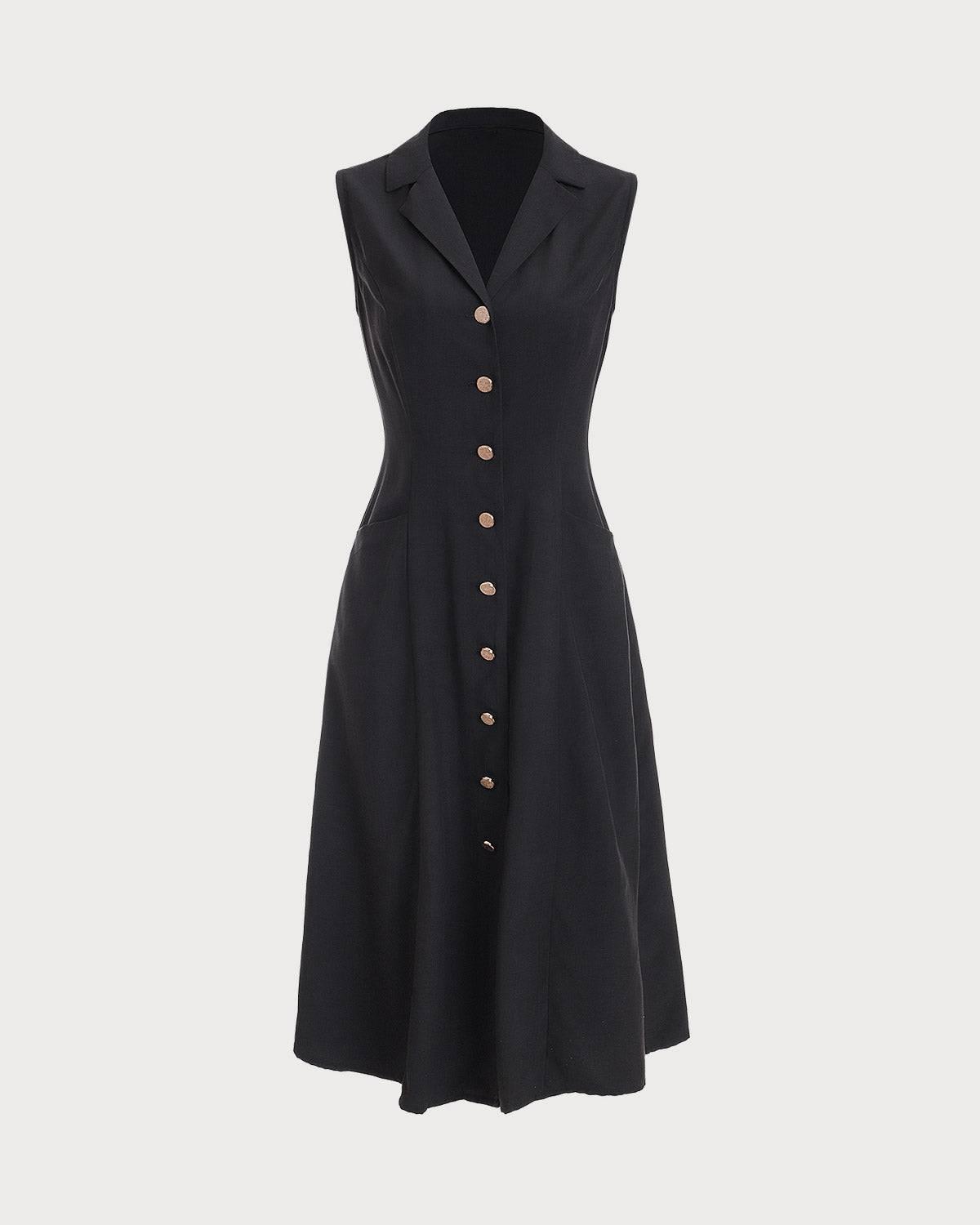 The Black V-Neck Tunic Midi Dress Female Product Image
