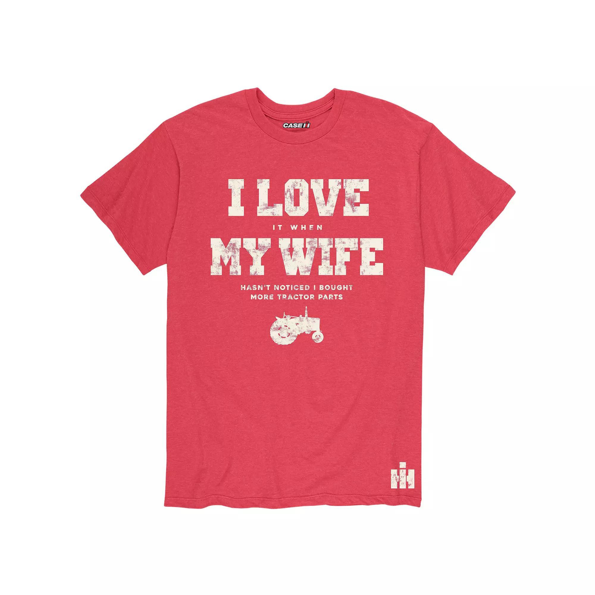 Mens Love My Wife Tee Grey Red Product Image