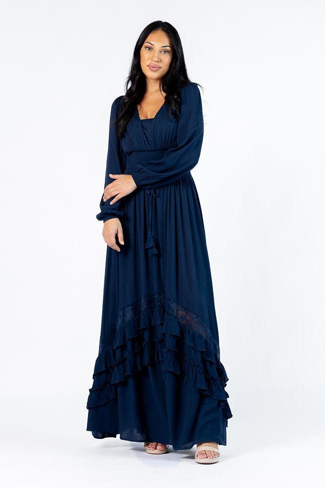 Lucky To Have You Navy Maxi Dress SALE Product Image