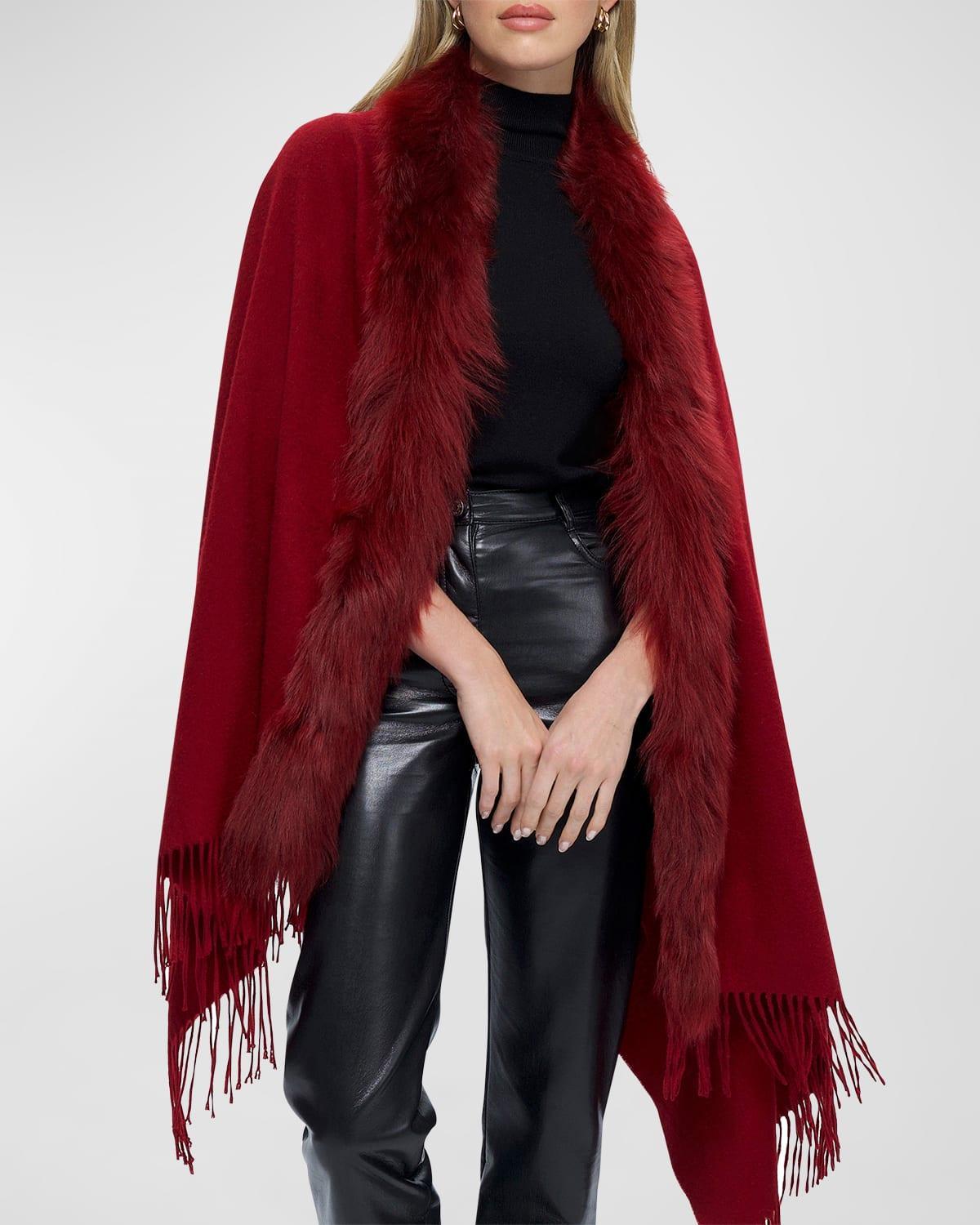 Womens Cashmere Stole with Toscana Lamb Trim Product Image