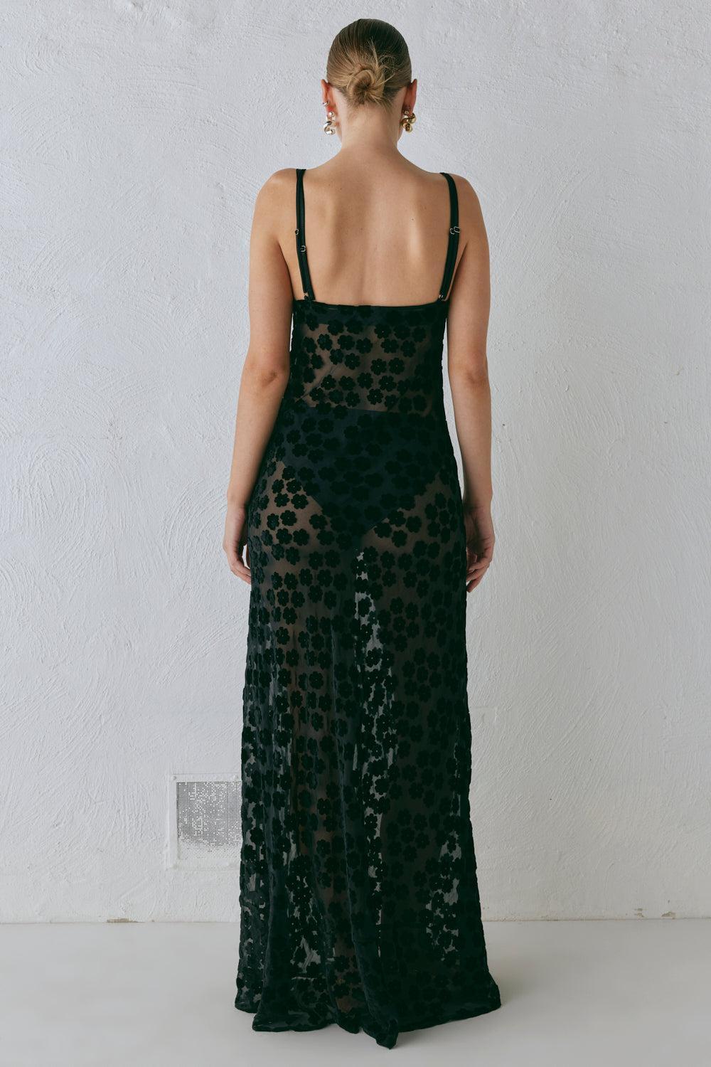 Iris Bias Cut Maxi Dress Black Product Image