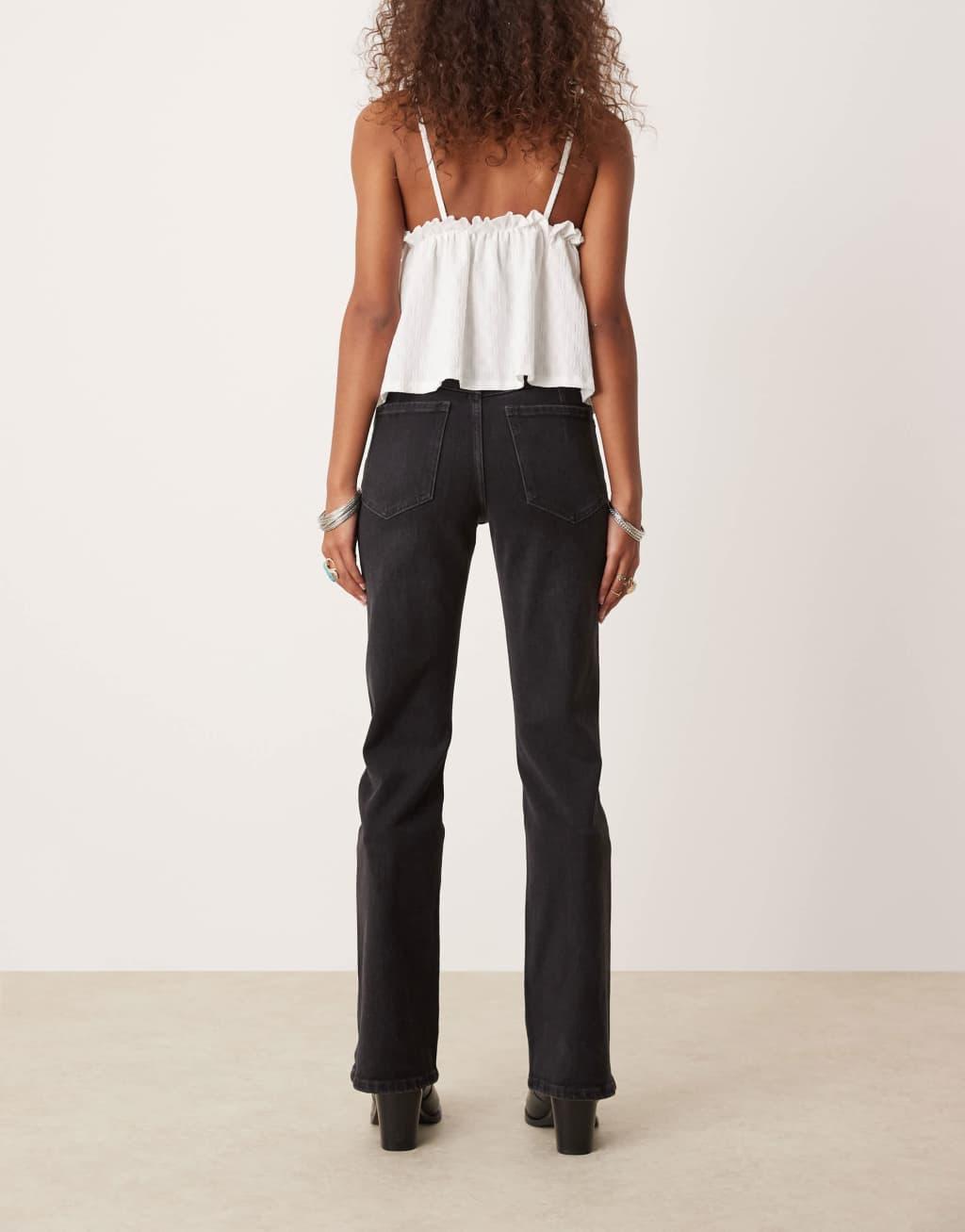 Free People Sabine relaxed straight leg belted jeans in washed black Product Image