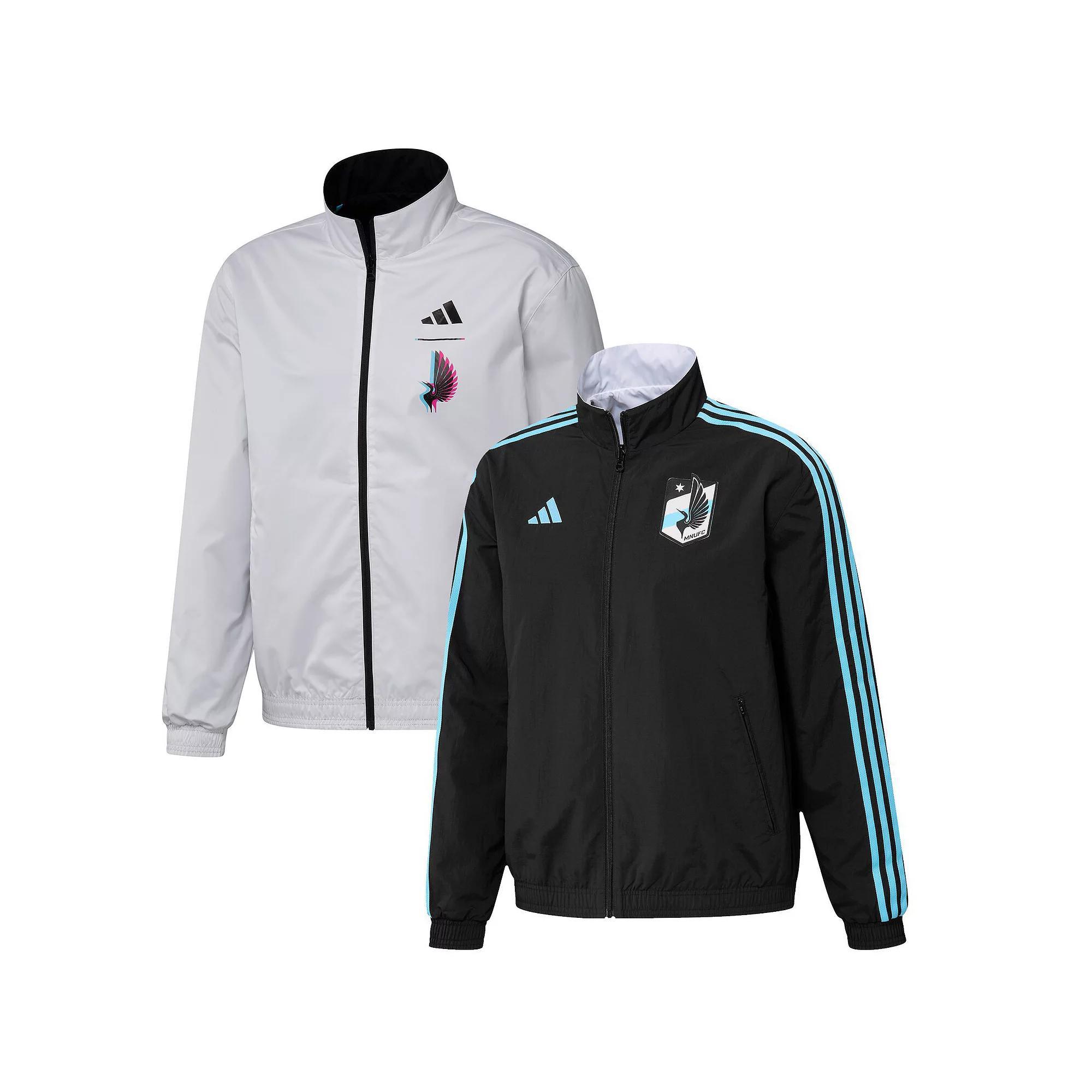 Mens adidas Black/White Minnesota United FC 2023 On-Field Anthem Full-Zip Reversible Team Jacket Product Image
