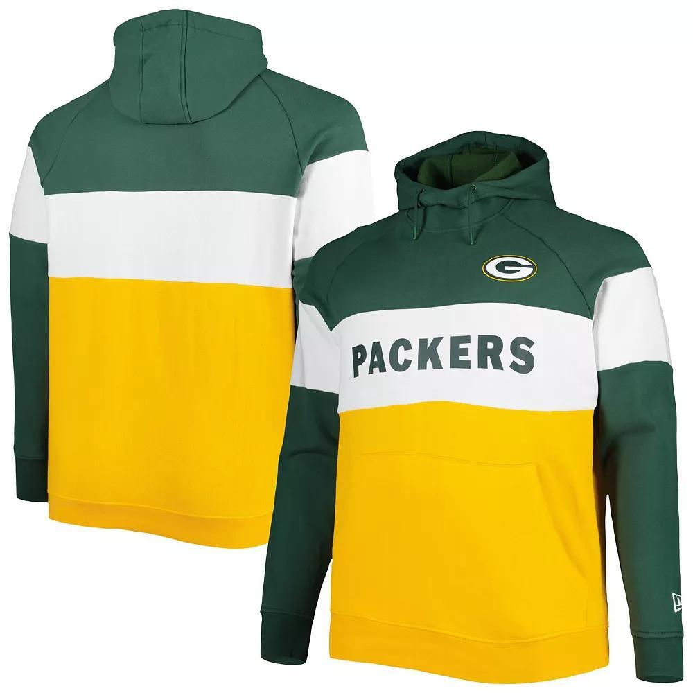 Men's New Era Gold Green Bay Packers Big & Tall Current Team Colorblock Fleece Raglan Pullover Hoodie, Size: 2XB Product Image