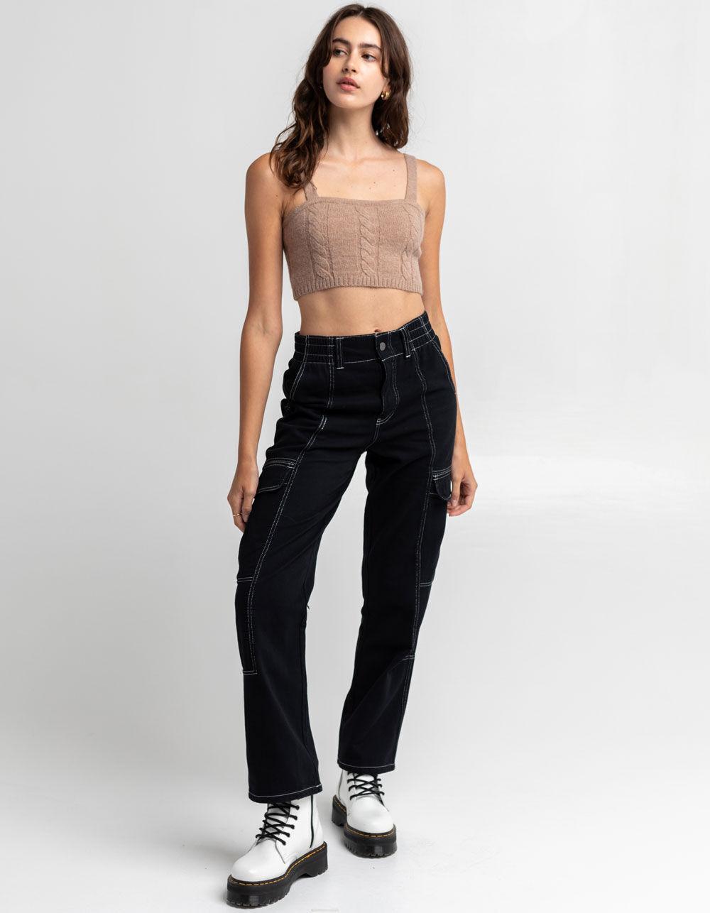 FULL TILT Womens Cable Knit Crop Cami - TAN Product Image