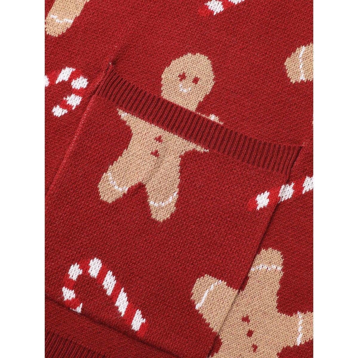 Plus Size Gingerbread & Candycane Shimmering Threads Cardigan Scarlet Women Casual Loose Long Sleeve Everyday Cardigans BloomChic 14-16/1X Product Image