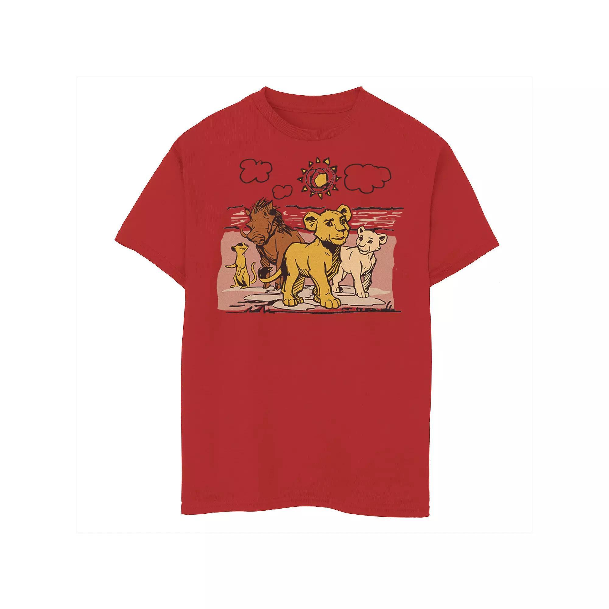 Disney's The Lion King Boys 8-20 Live Action Sketched Group Portrait Graphic Tee, Boy's, Size: XS, Athletic Grey Product Image