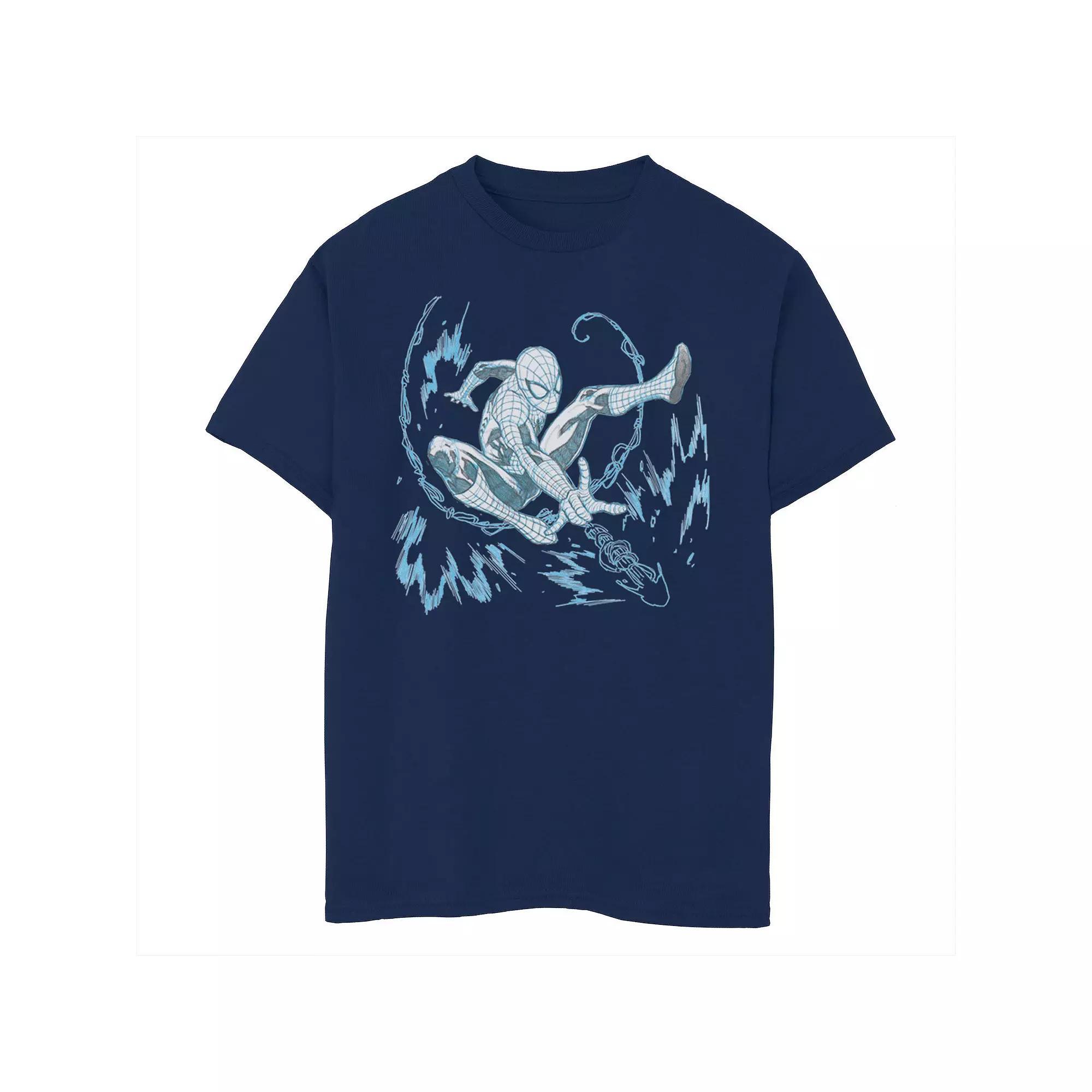 Boys 8-20 & Husky Marvels Spiderman Blue Hue Web Sling Action Shot Graphic Tee, Boy's, Size: XL HUSKY Product Image