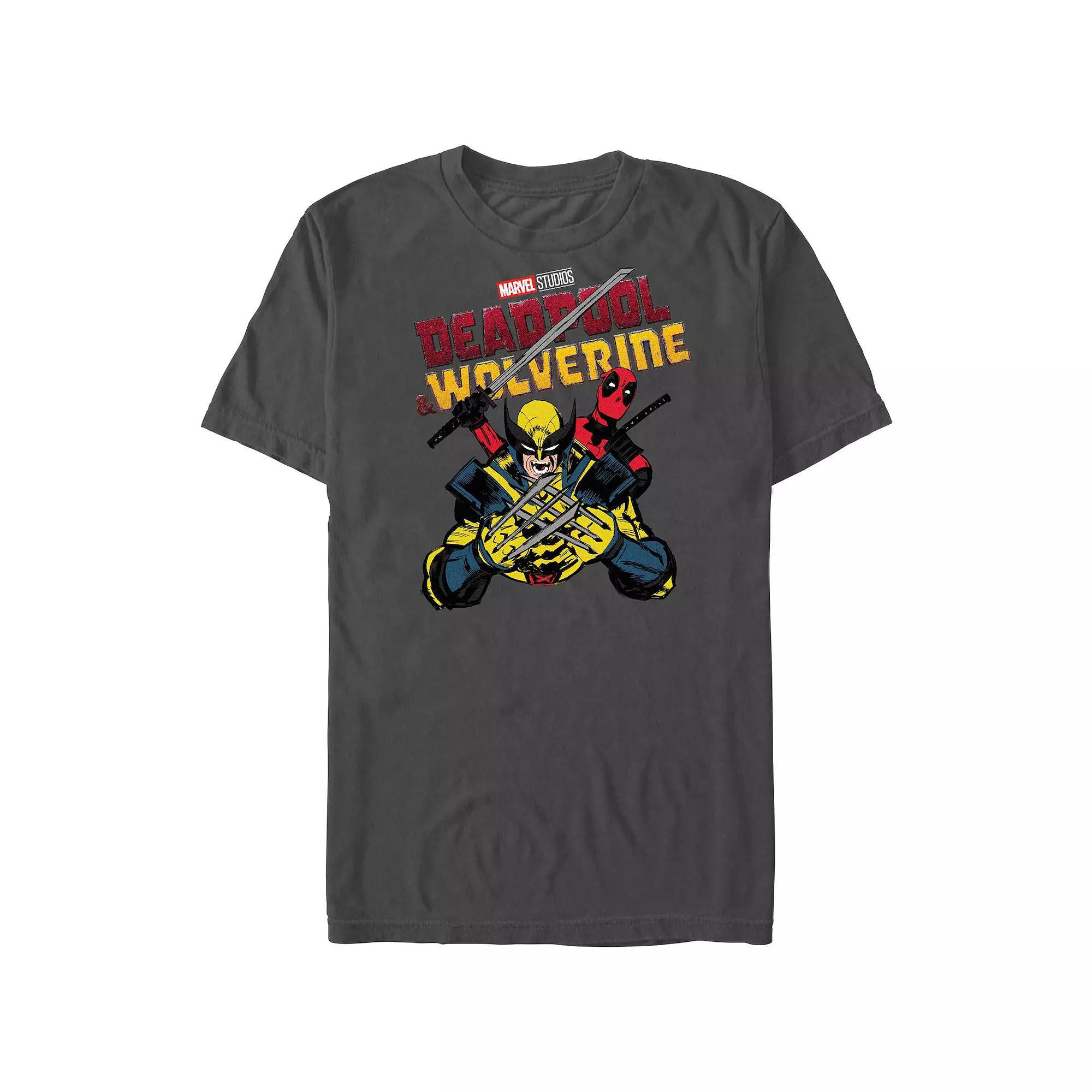 Men's Marvel Deadpool And Wolverine Crossed Claws Graphic Tee, Size: Medium, Grey Product Image