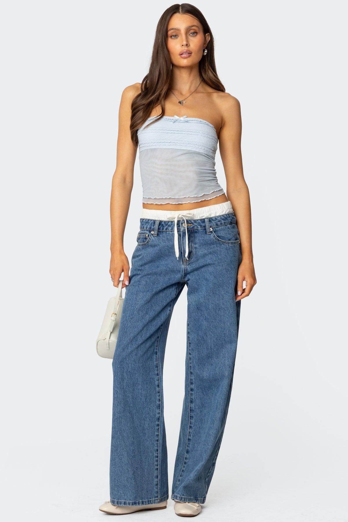 Rori Ruffle Knit Sheer Mesh Top Product Image