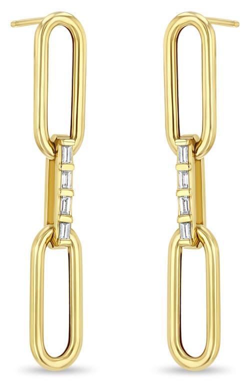 Womens Baguette Diamonds 14K Yellow Gold & 0.13 TCW Diamond Large Paper Clip Chain Earrings Product Image