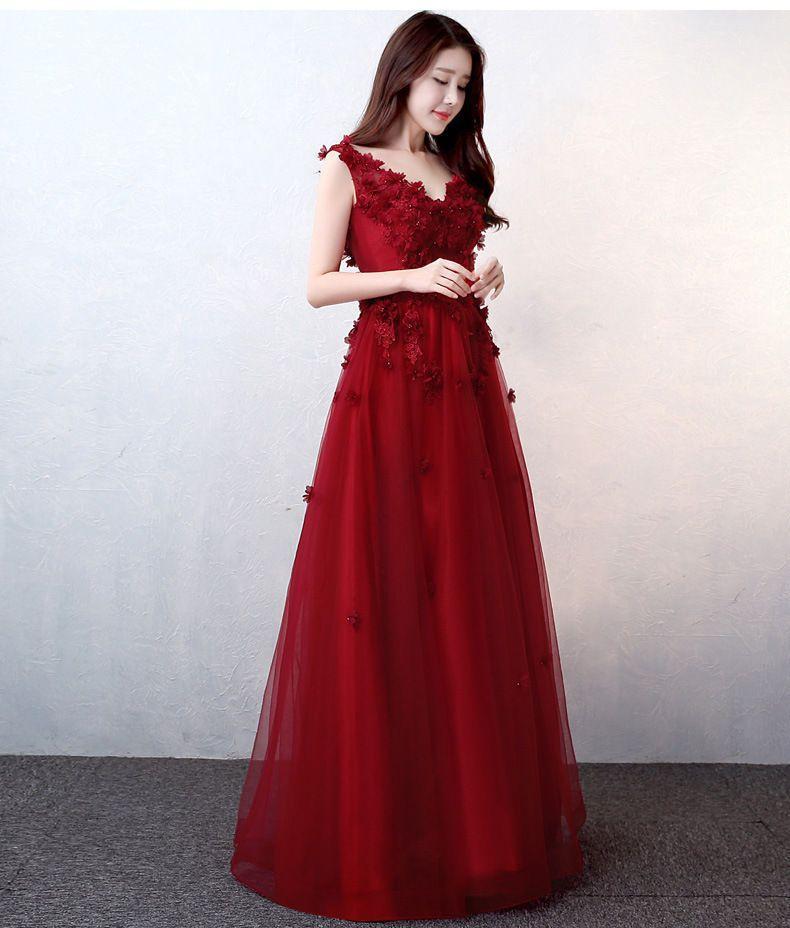 Rose Embroidered Sleeveless A-Line Evening Gown Product Image