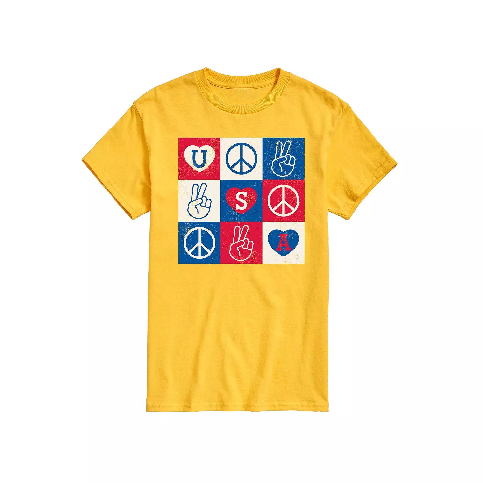 Mens USA Peace Grid Graphic Tee Product Image