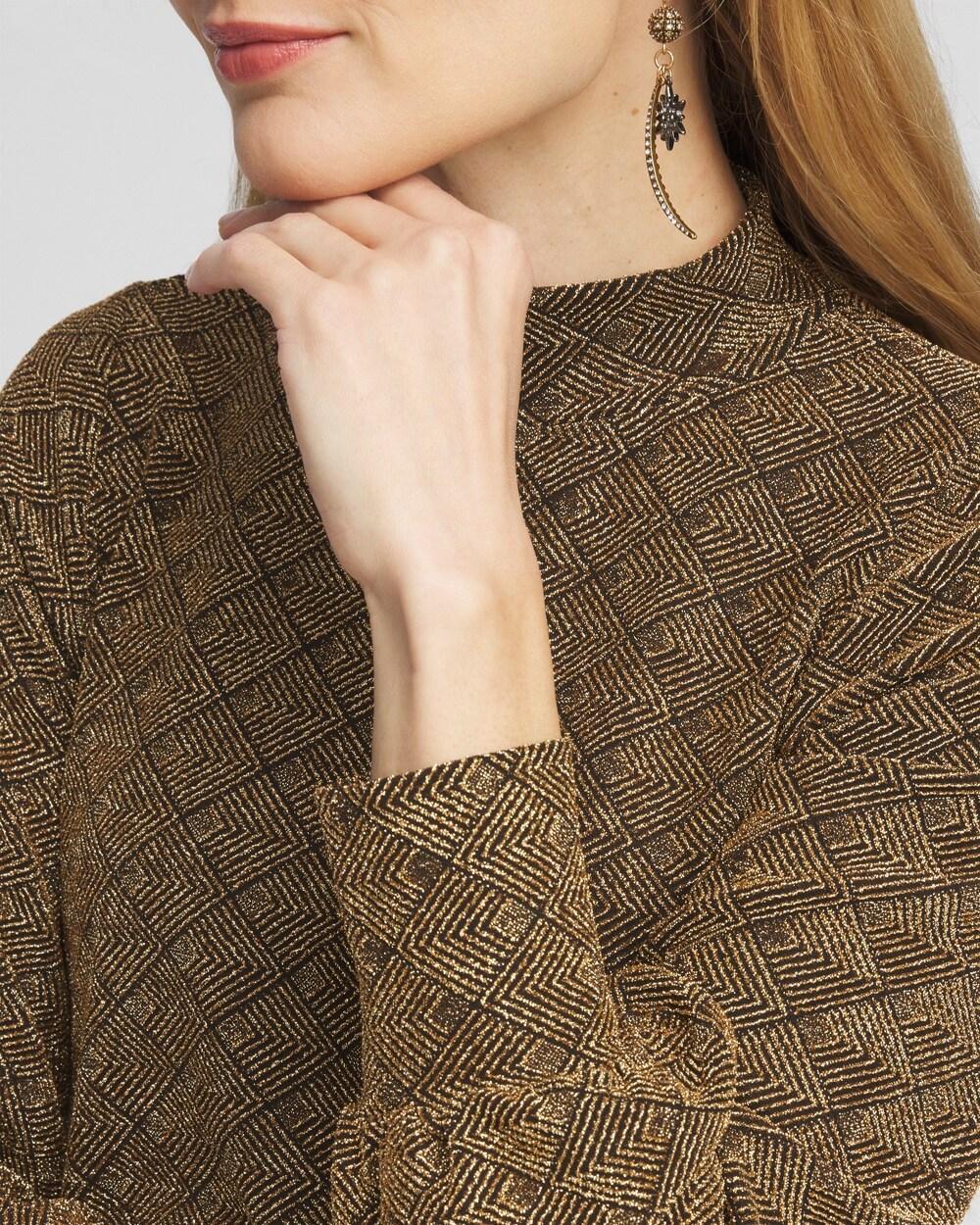 Textured Gold Mock-Neck Top Product Image