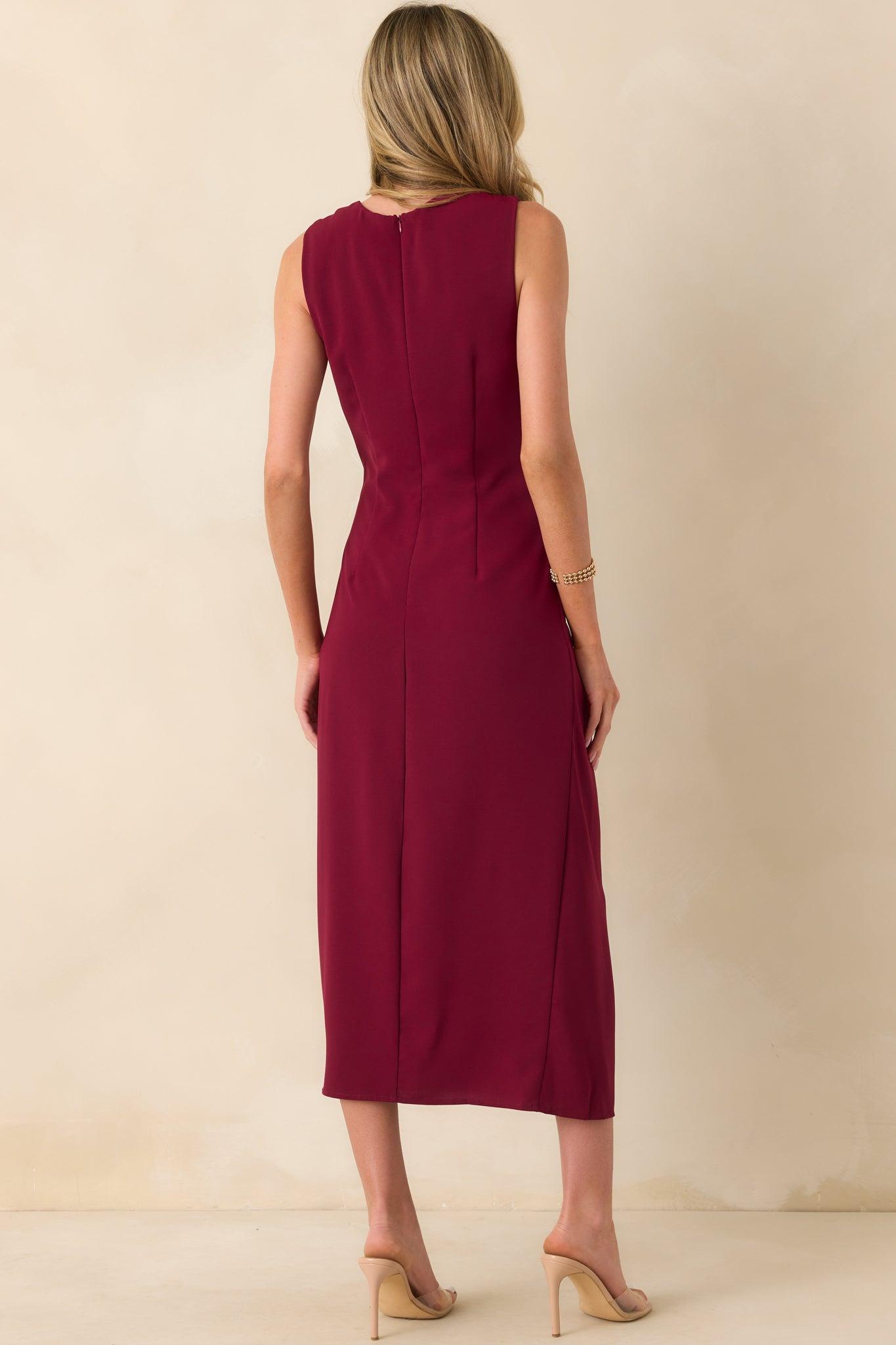 Move With Purpose Burgundy Ruched Maxi Dress Product Image