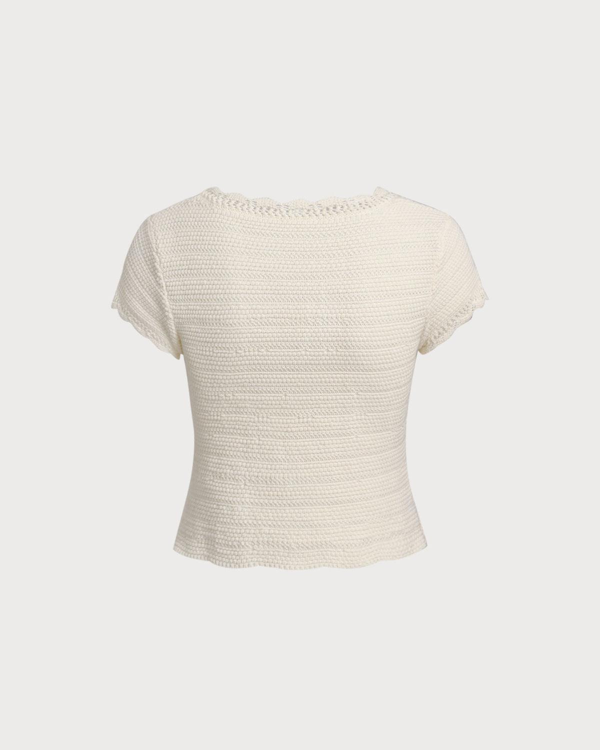 Beige U Neck Textured Cardigan Product Image