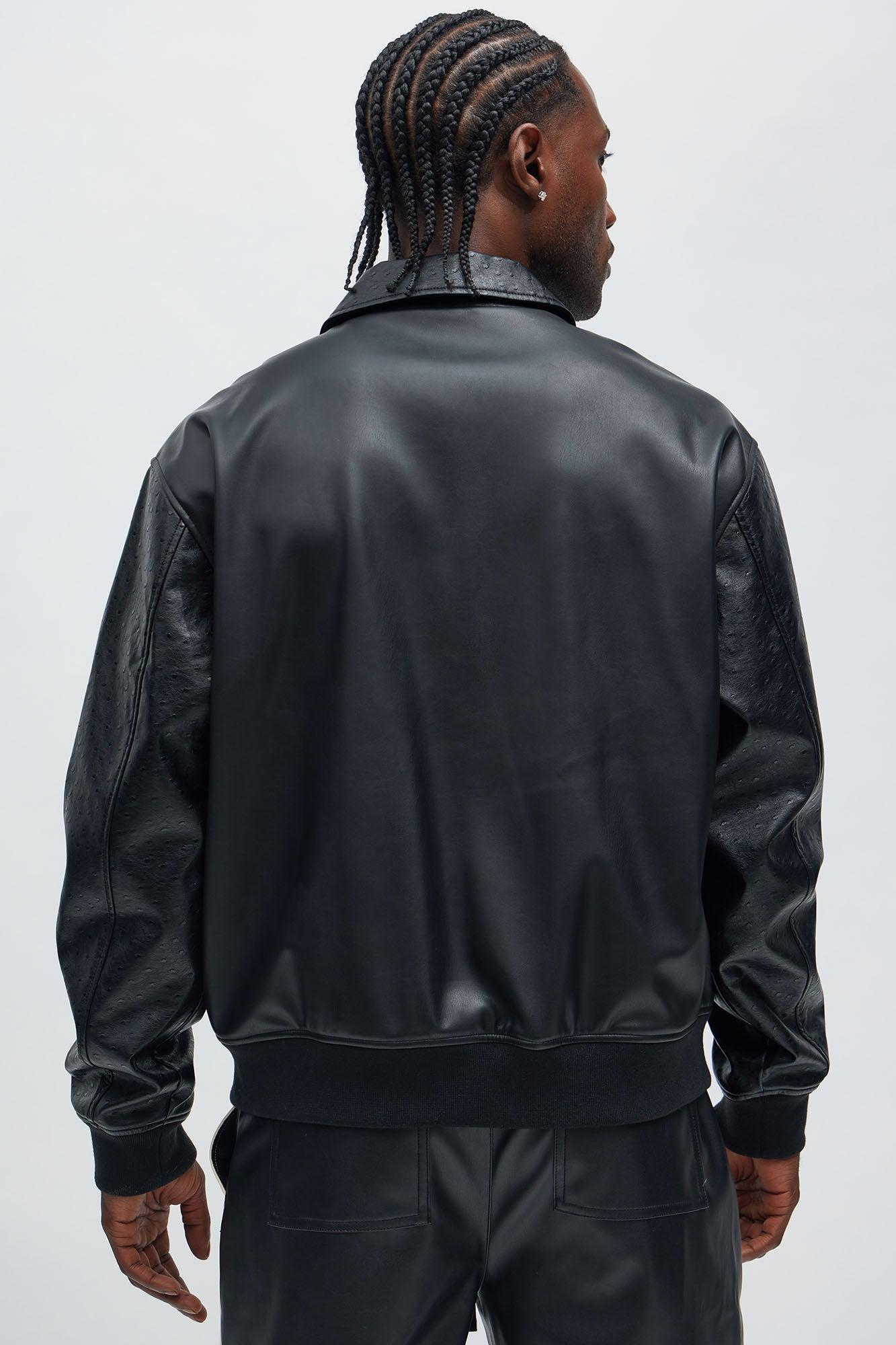 The Only Contrast Faux Leather Jacket - Black Product Image
