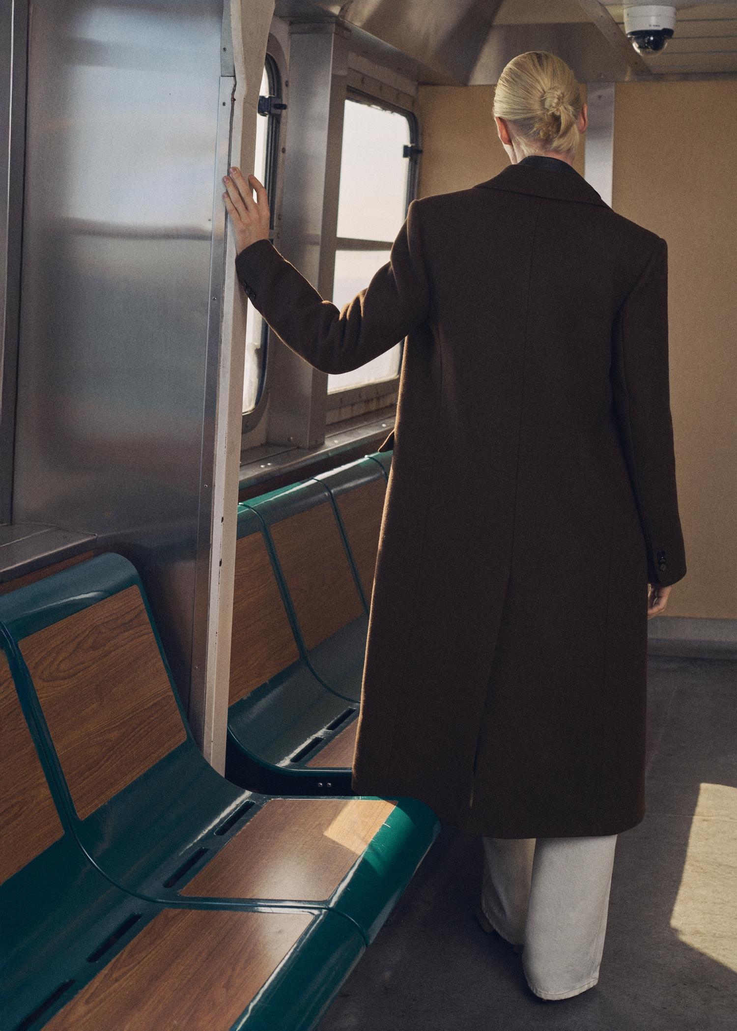 Long structured wool coat - Women | MANGO USA Product Image