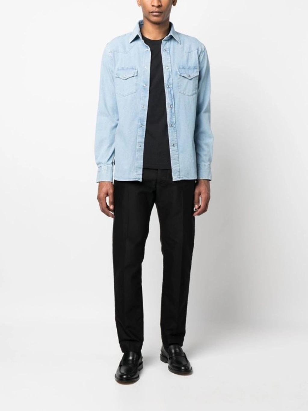 TOM FORD Black Basic Crewneck T-shirt With Tonal Stitching In Cotton Blend Man Product Image