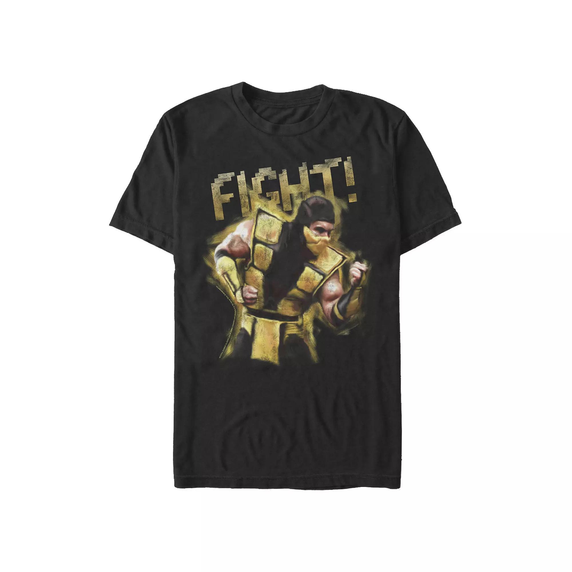 Men's Mortal Kombat Fight Yellow Graphic Tee, Size: Large, Black Product Image