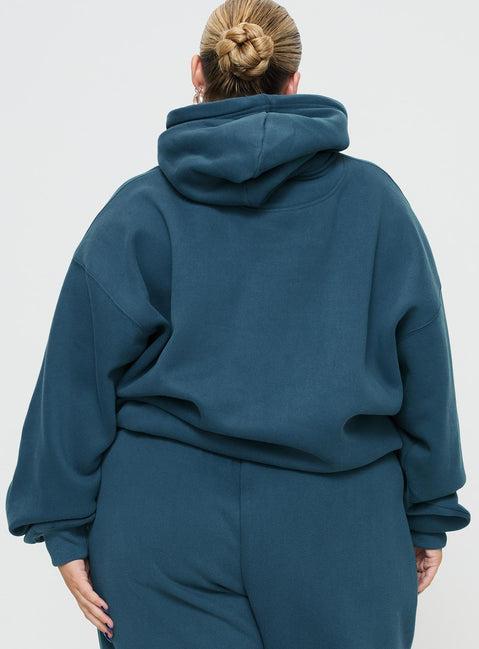 Princess Polly Hooded Sweatshirt Block / Cursive Text Slate Curve Product Image