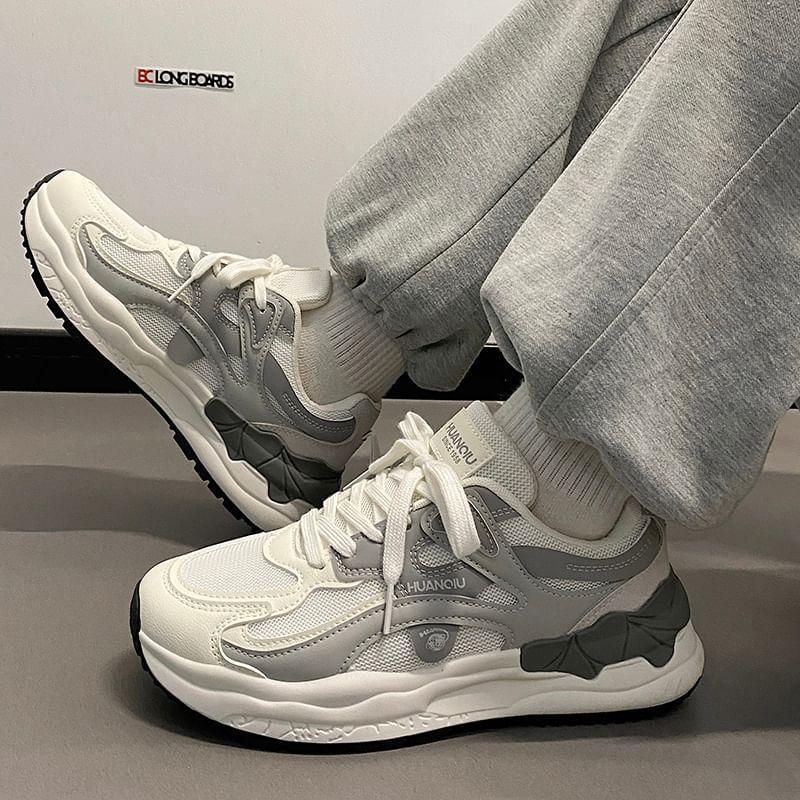 Lettering Lace-Up Platform Sneakers Product Image