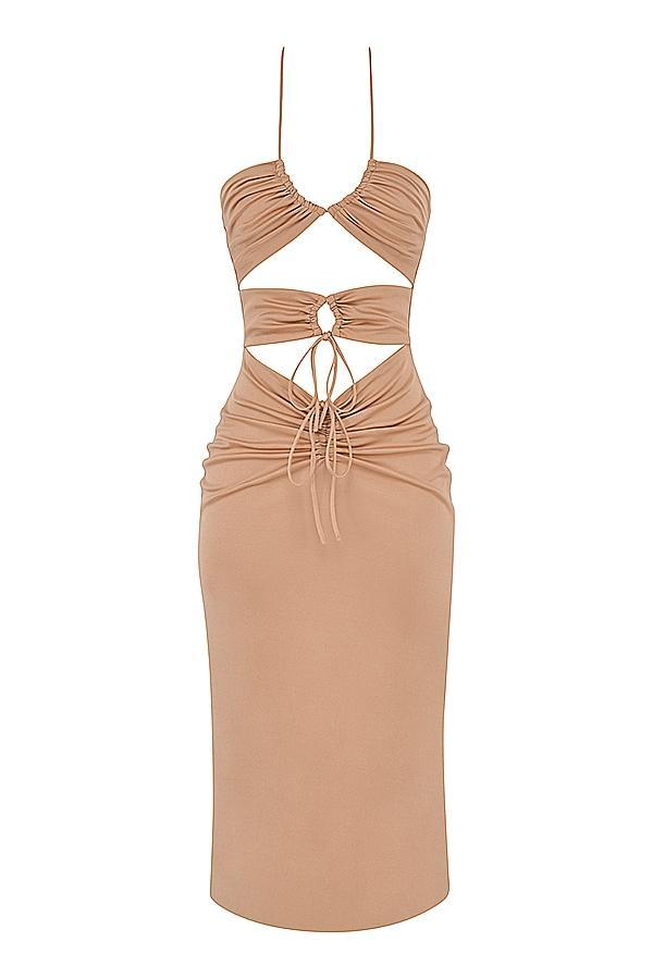 Kasia Caramel Cutout Midi Dress Product Image