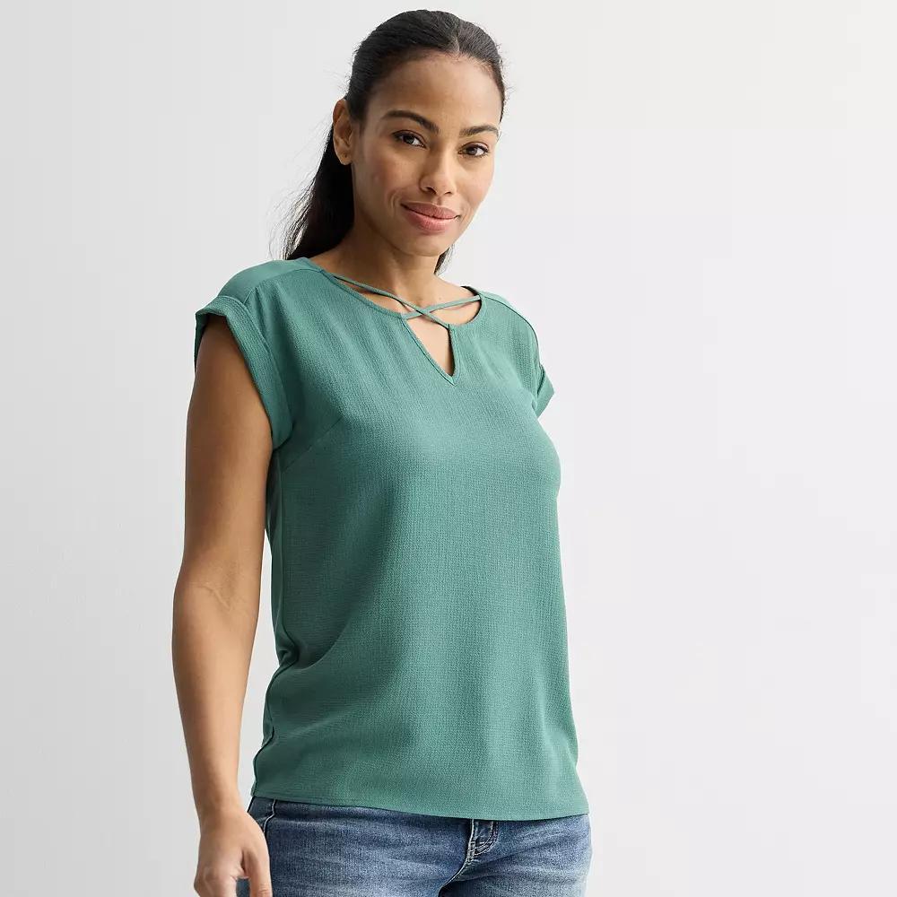 Womens Apt. 9 Lattice Neck Top Product Image