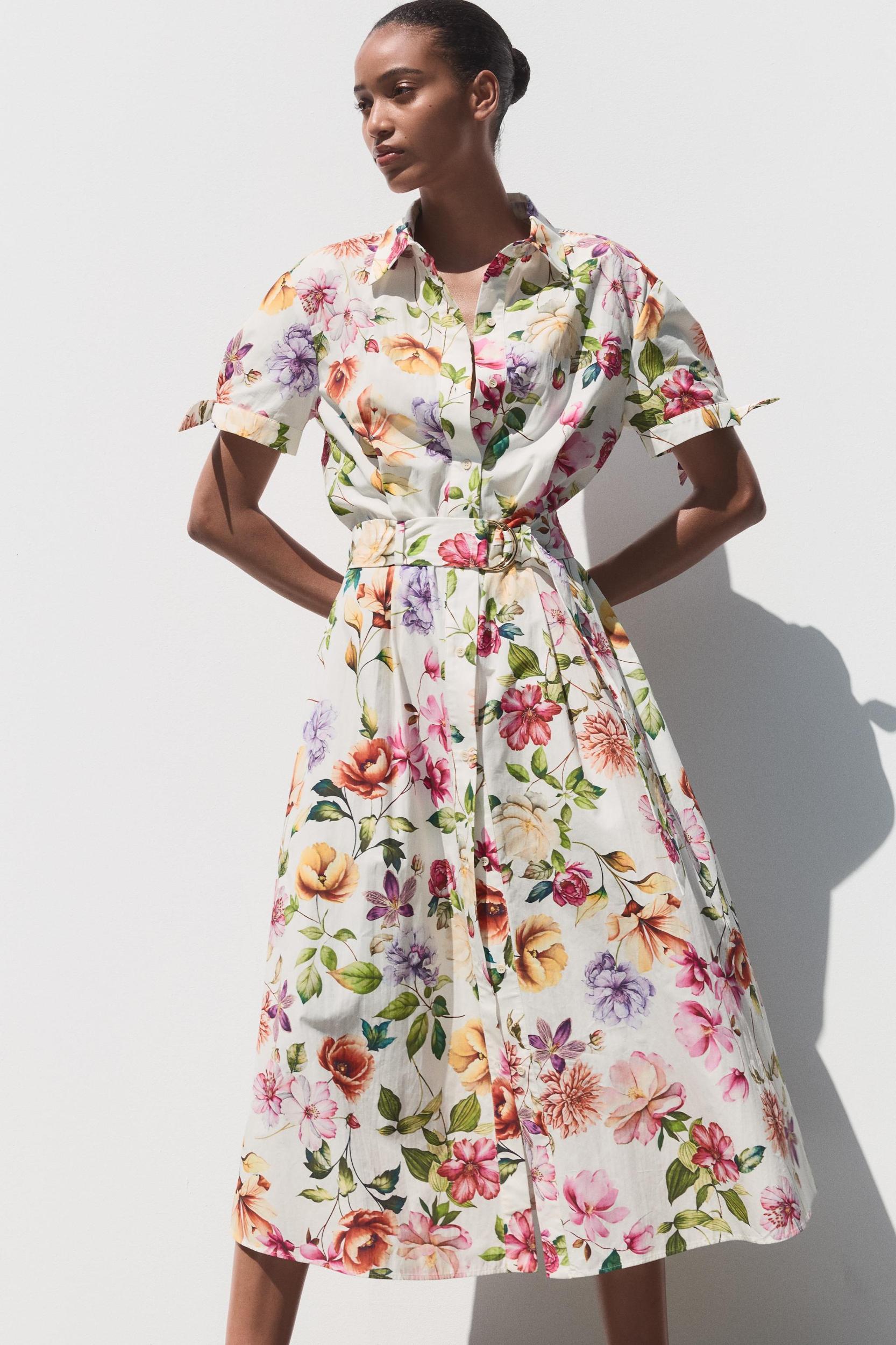 PRINTED POPLIN MIDI DRESS Product Image